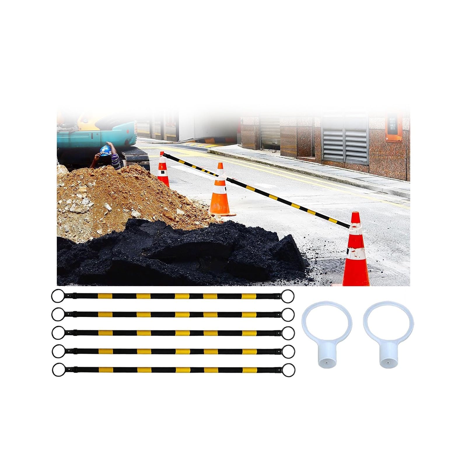 SGKOMN Retractable Traffic Cone Barrier Bar, Expandable 4.2 to 6.56ft Safety Barricade for Parking Lots, Portable Temporary Traffic Control, Y/25pcs-1.25m-2m(4.1ft-6.56ft)