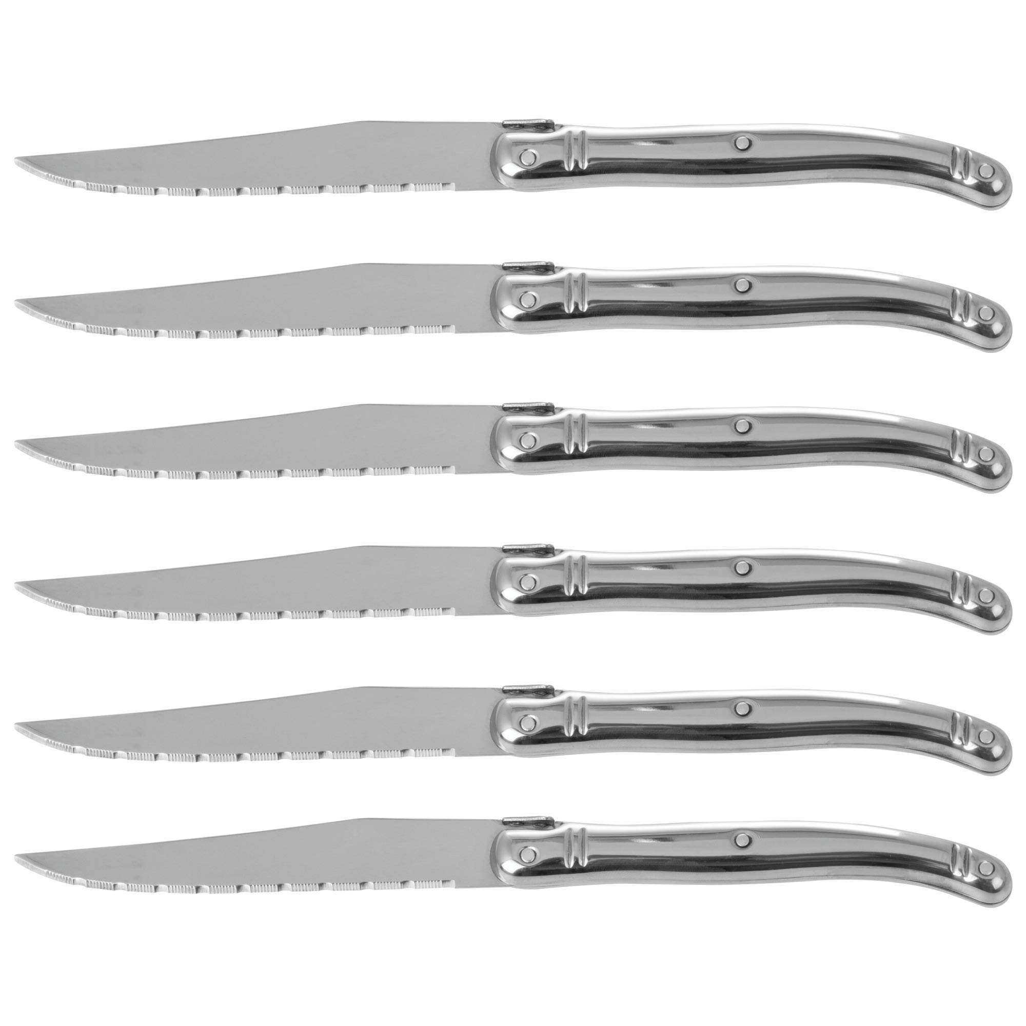 Slitzer 6-piece European Style Steak Knife Set, Elegantly Contoured Kitchen Cutlery in a Gift Box