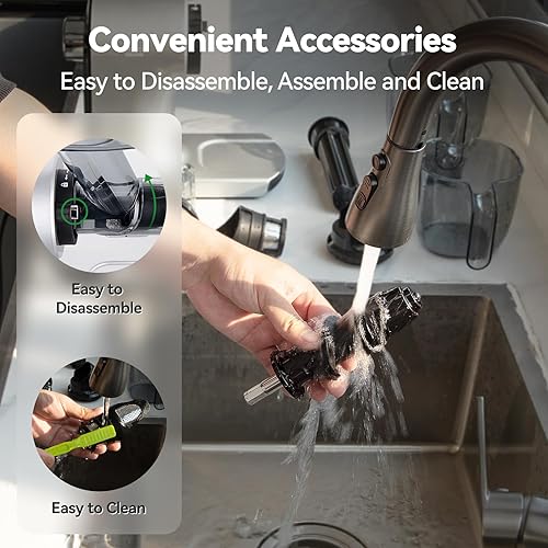 Miniatura 7 de Exprimidores de exprimidores de presión en frío con canal de alimentación grande de 3.60 pulgadas para verduras y frutas, fácil de limpiar, motor