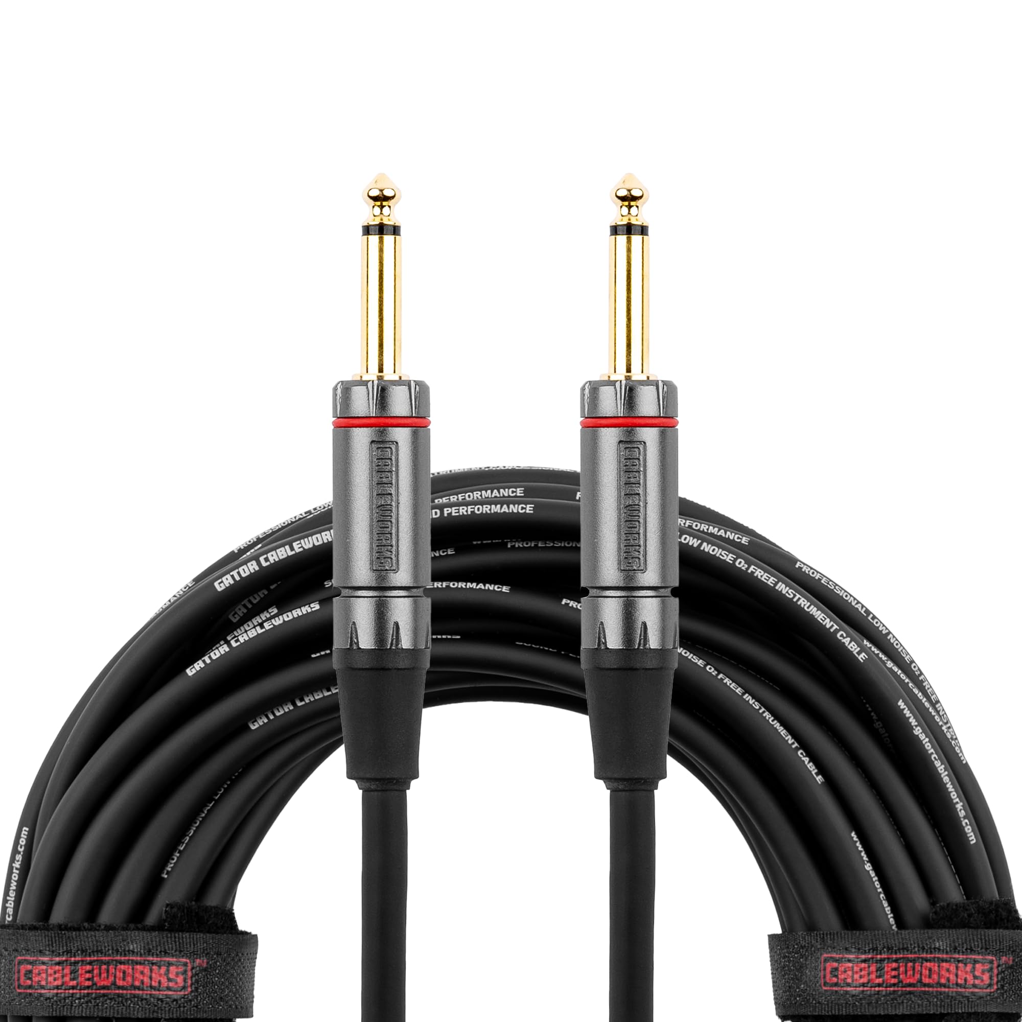 Gator Cableworks GCWH-INS-10 10ft Straight-to-Straight Instrument Cable, Ultra-Low Capacitance, 22 AWG OFC, Braided Shielding for Studio & Stage Use