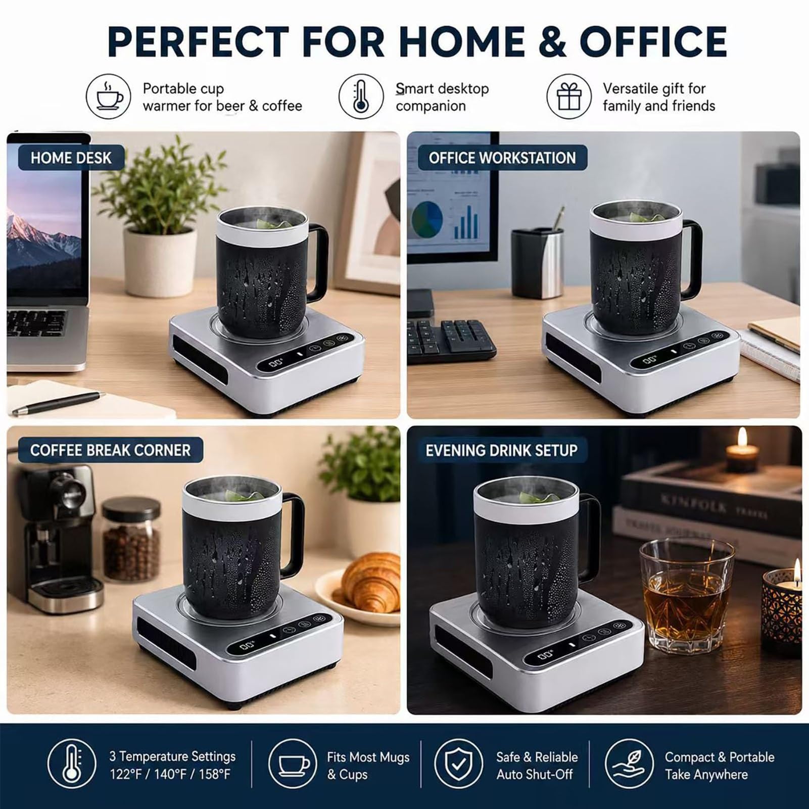 Tazza Refrigerante Elettrica da 36W, Raffreddatore Portatile per Bevande con Regolazione della Temperatura a 3 Livelli e Timer da 18 Ore, Display Digitale con Modalità Caldo e Freddo, Macchina Gray