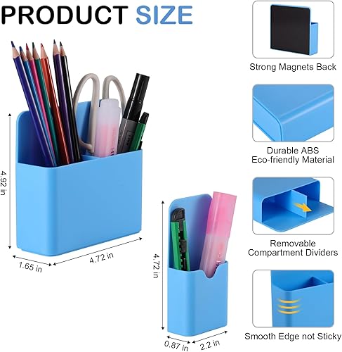 Miniatura 100 de Soporte magnético para bolígrafo, paquete de 2 soportes magnéticos de borrado en seco con compartimentos generosos, marcador de almacenamiento Verde