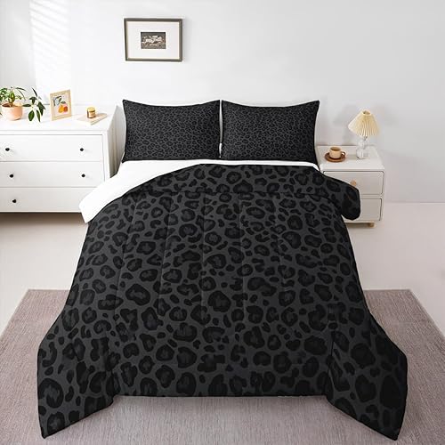 Miniatura 5 de Juego de edredón para niños con estampado de leopardo, tamaño matrimonial, con textura de piel de guepardo abstracta, decoración de habitación de