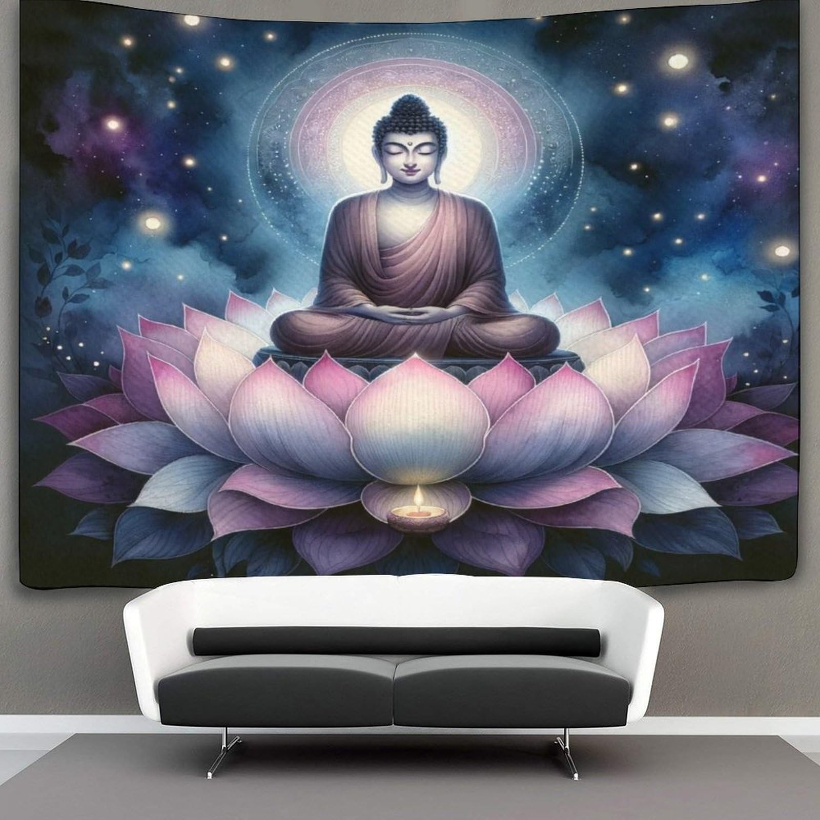 Arazzo Parete Buddha 3D - 150x200 Cm, 100% Poliestere - Per Camera, Soggiorno O Divisorio - Design Spirituale E Colorato - Foto 3