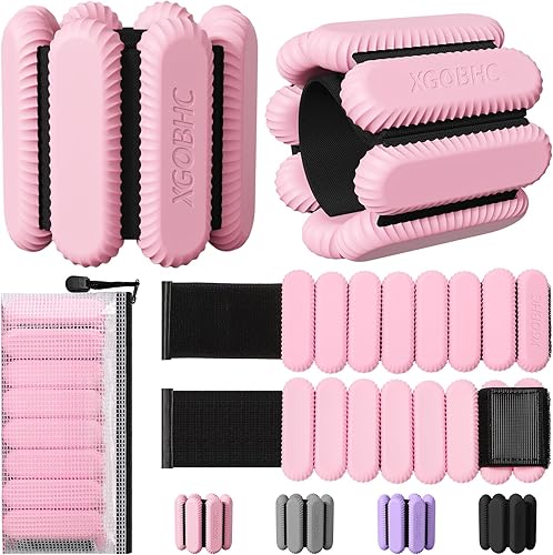 Miniatura 8 de Juego de 2 pesas para tobillo, pesas ajustables para muñeca y tobillo para mujeres, hombres, niños, entrenamiento de fuerza, piernas y brazos, pesas