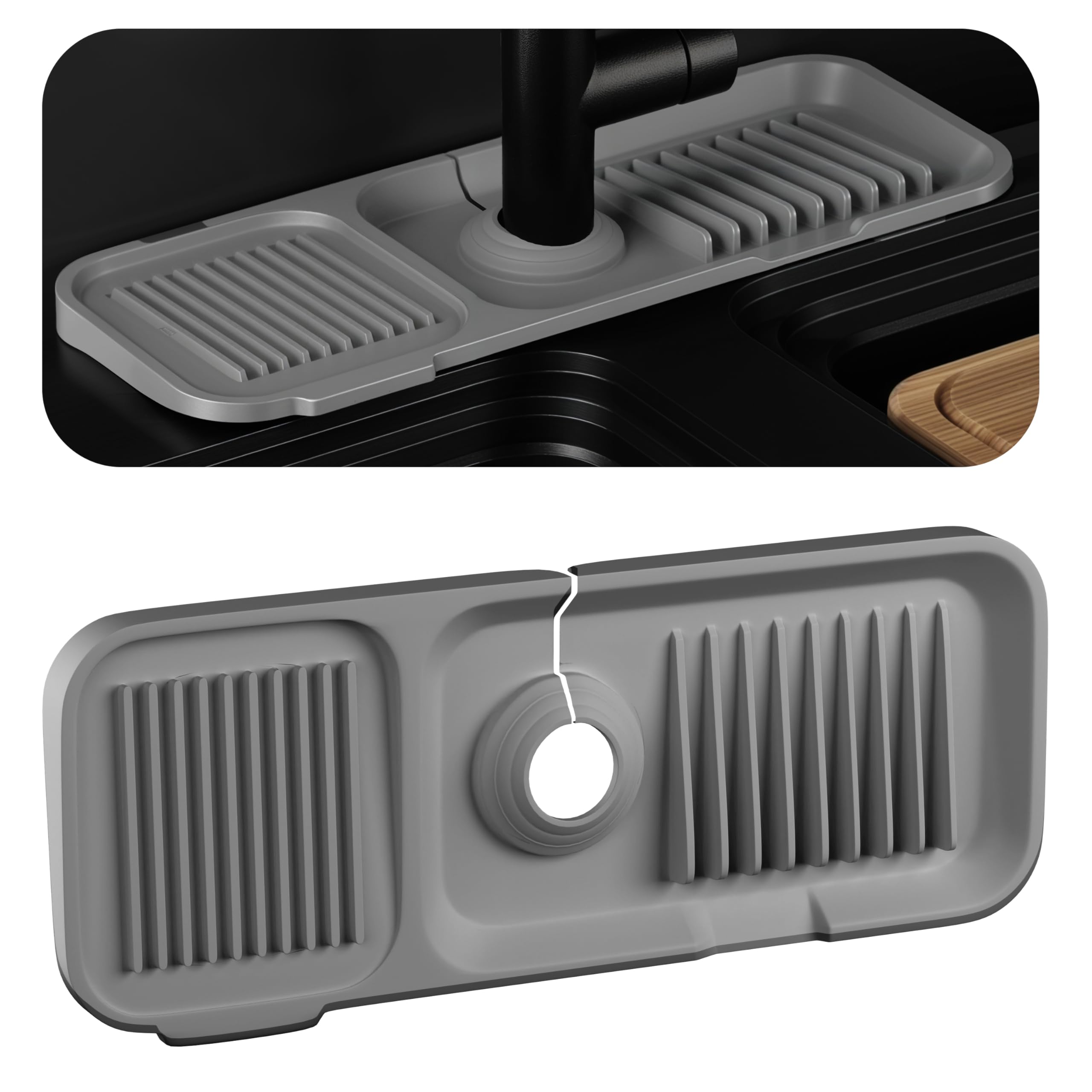 UTENSILLA Silicone Kitchen Sink Splash Gaurd, Silicone Faucet splash gaurd, Longer Faucet Mat for Kitchen Sink Water Splash Guard for Kitchen Sink