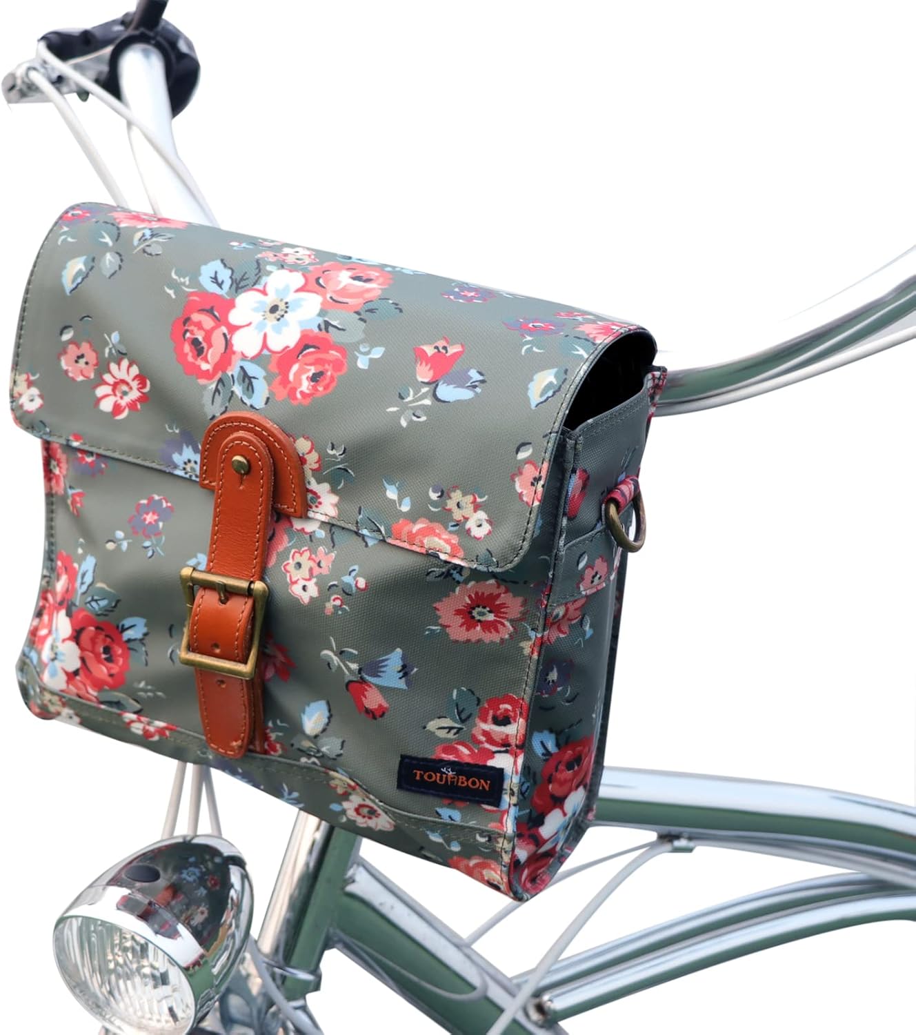 TOURBON Canvas Cycling Bike Handlebar Bag Bicycle Saddlebags Shoulder Messenger Storage