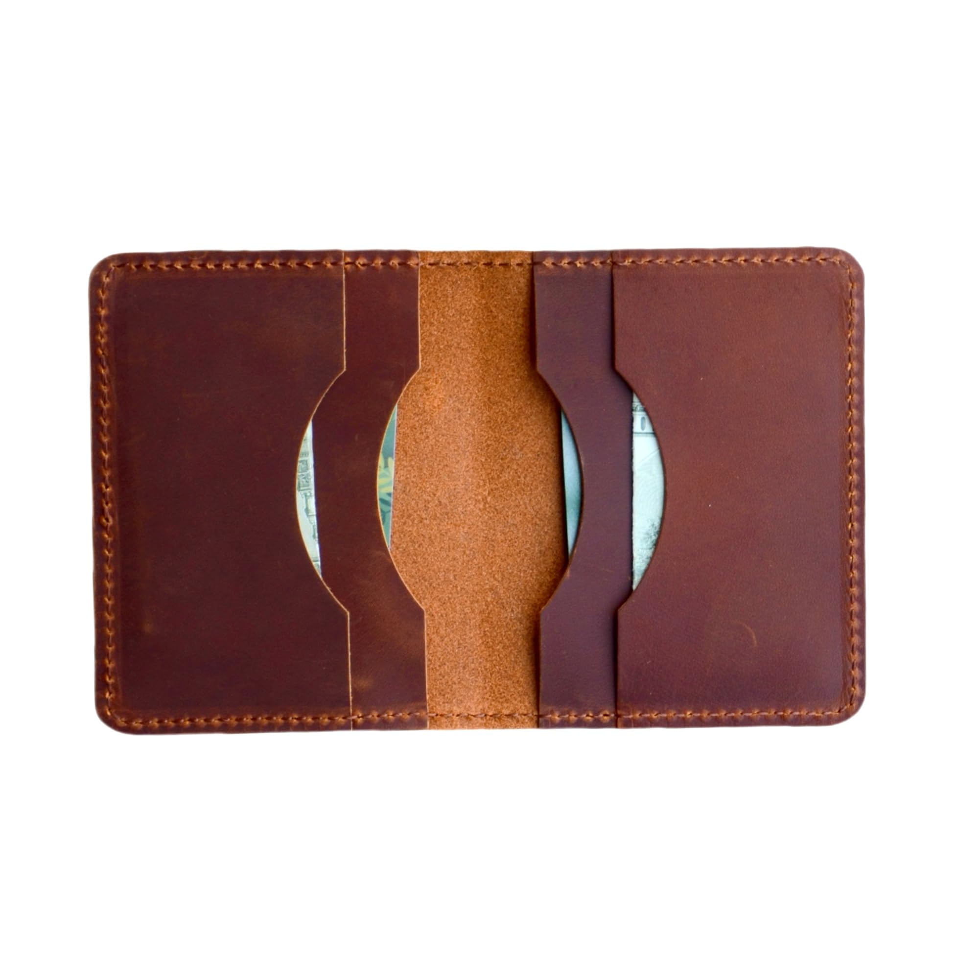 JJNUSA Handmade Distressed Men's Minimalist Leather Wallet Card Holder Wallets for Gifts style2 Brown