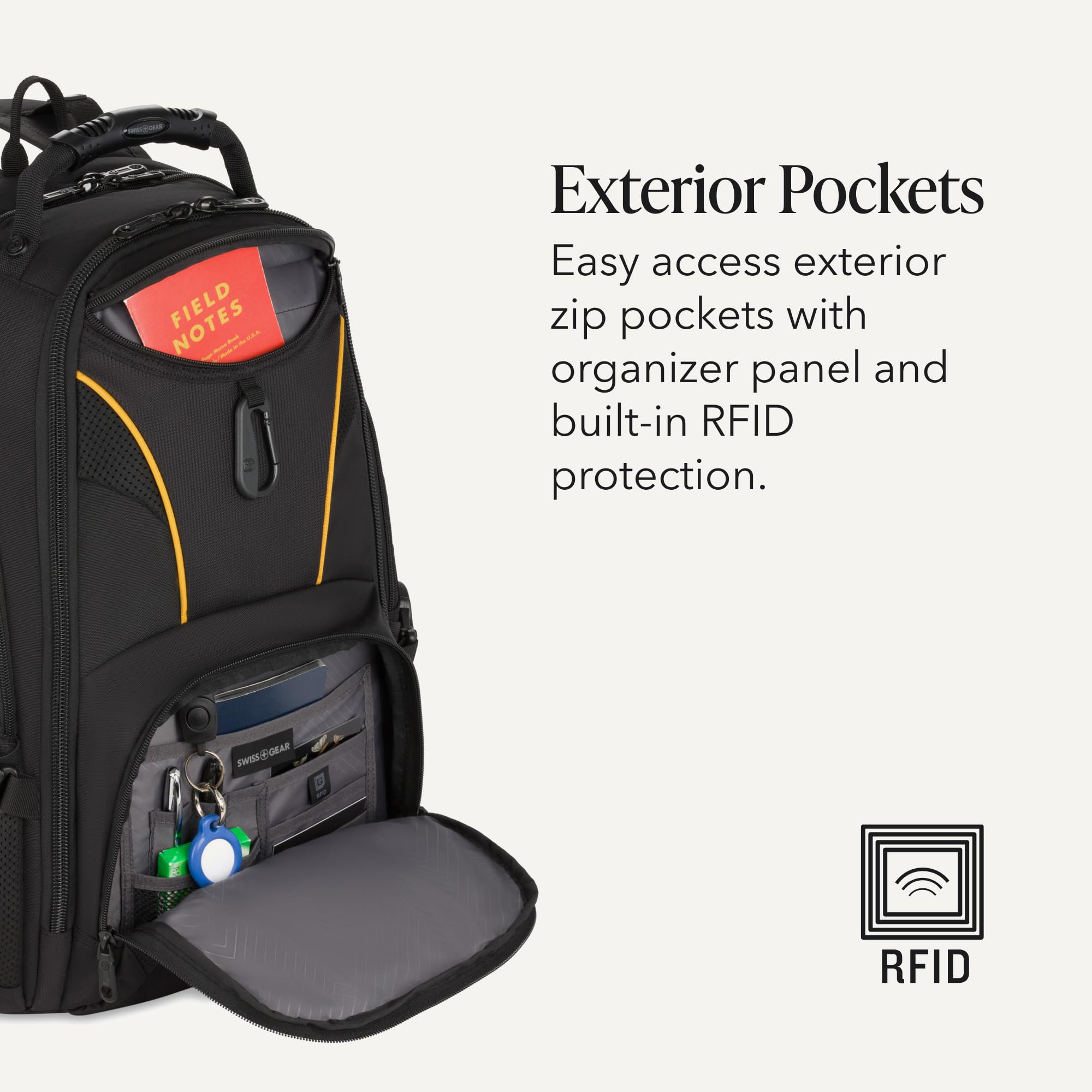 SWISSGEAR 1900 ScanSmart Laptop Backpack, Fits Most 17-Inch Laptops, TSA-Friendly Lay-Flat Design, RFID Protection, and Tablet Pocket, Black, 31L, 18.5-Inch view 4
