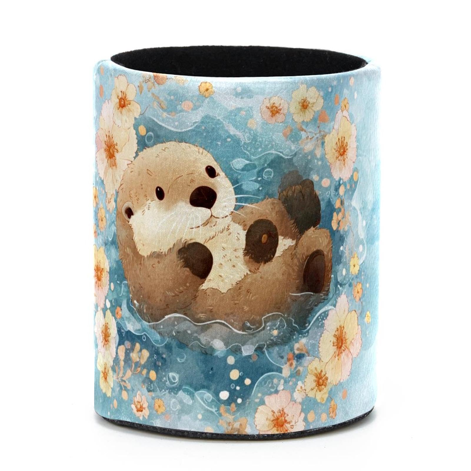 VAPOKF Round Pencil Holders for Desk, Cute Otter Pen Holders Pen Pot Makeup Brushes Storage Desktop Stationery Supplies Organiser for Home Office