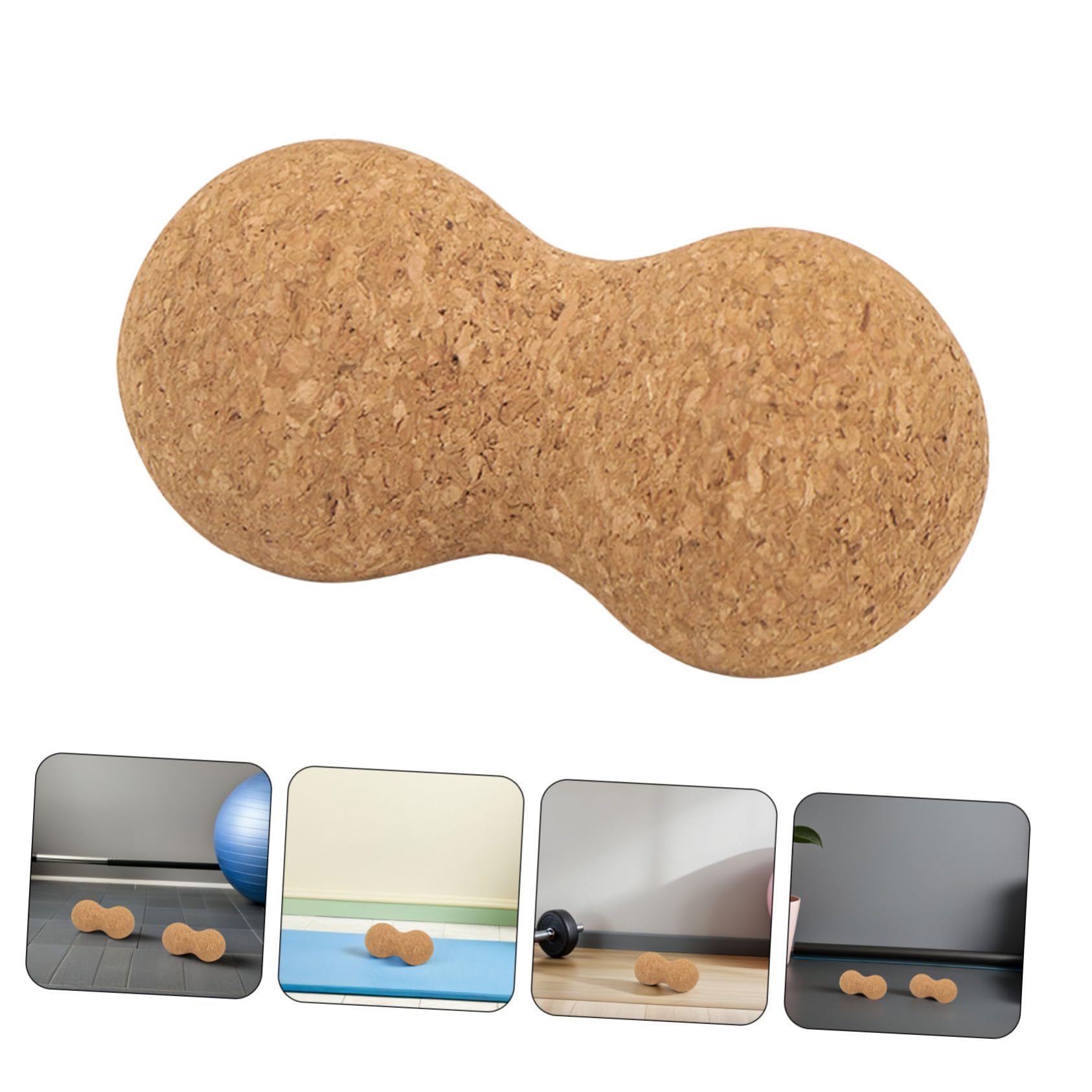 2piezas Bolas de Masaje de Espalda de Corcho Balones de Masaje de Cacahuete para Relajar la Espalda Cuello Masajeador Compacto para Yoga y Fitness
