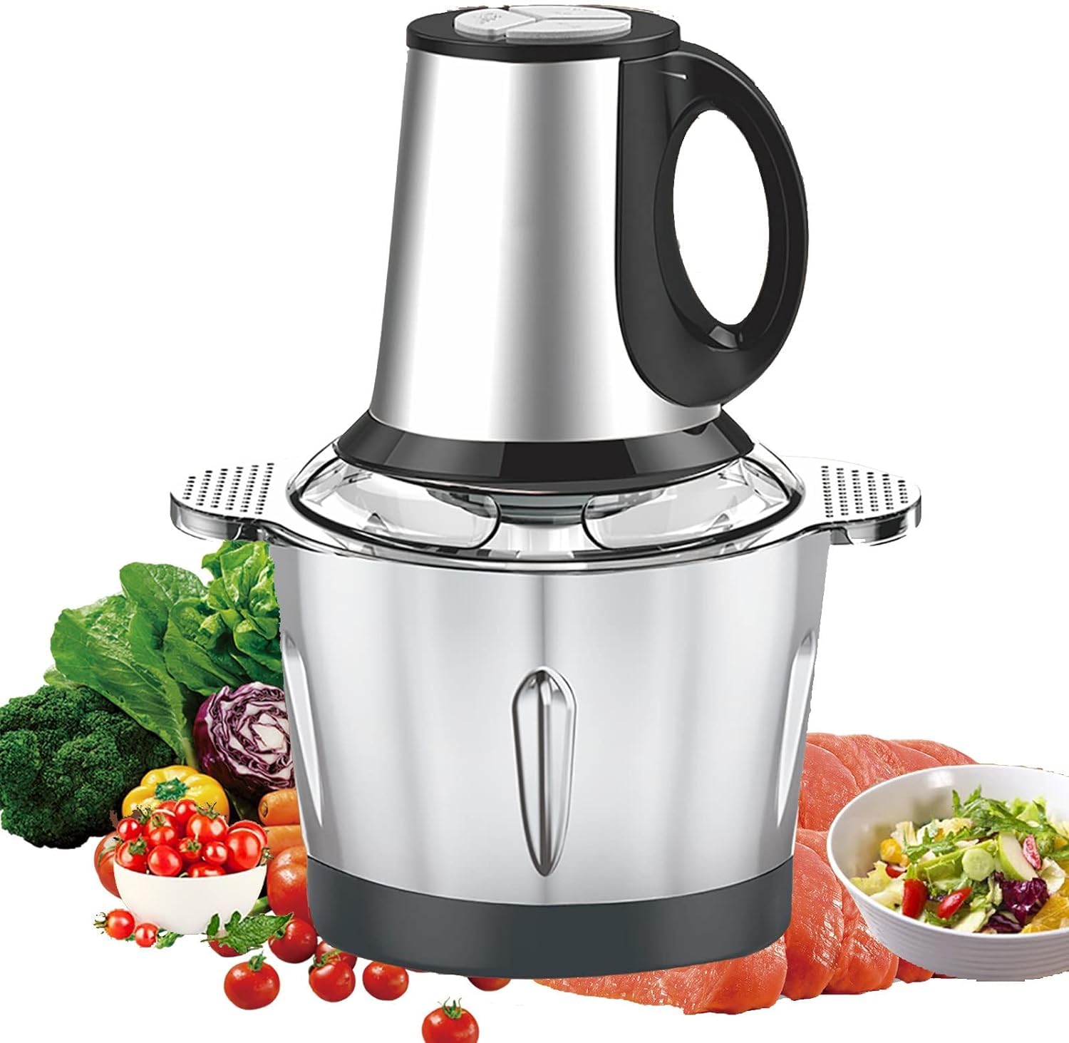 Maharaj Mall Meat Grinder, Food Chopper (3L 300W), Professional Stainless Steel Kitchen Food Processor for Meat, Vegetables, Fruits with Stainless Steel Bowl and 4 Sharp Blades-image-33