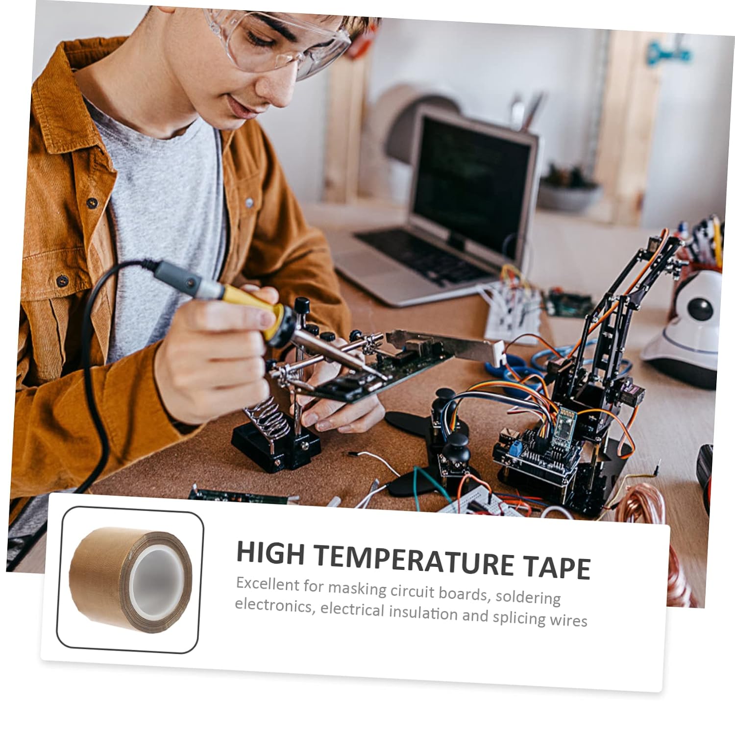 Alipis High Temperature Tape Heat Resistant Tape for Electronics Thick for Protecting Electric Motors and Soldering Applications