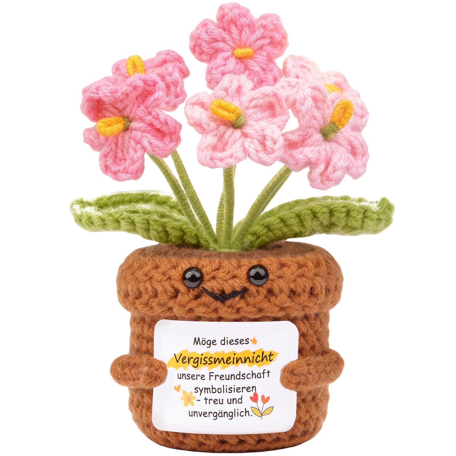 Mwmoeen Pocket Hug Blume Positive Geschenke, Strickwolle Pflanze Mutmacher Geschenk, Glücksbringer Geschenke für Freunde Kollegen Emotional Support