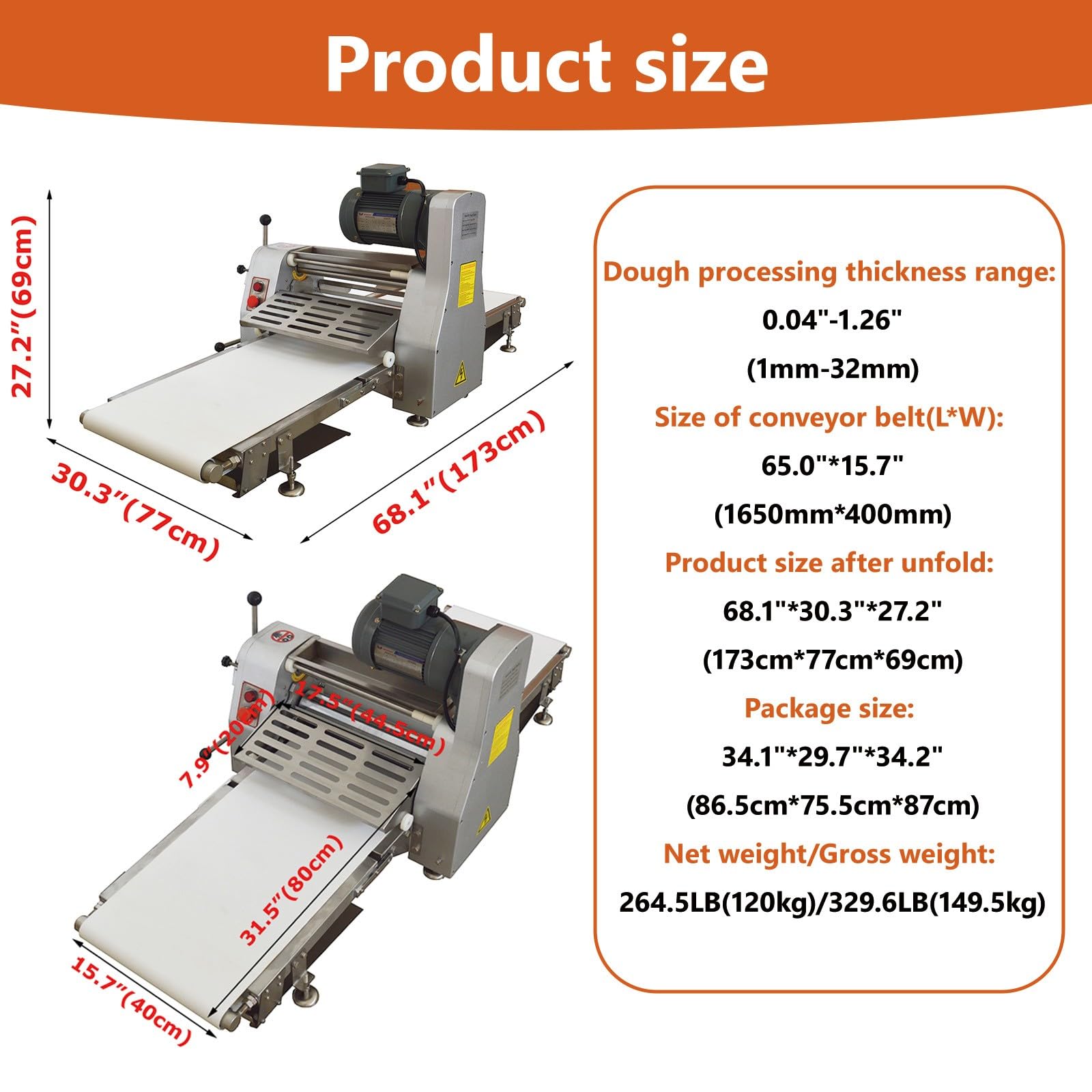 BEILOCKERY 110V Commercial Dough Sheeter Machine, Electric 400mm Reversible Roller Dough Flattening Conveyor, Desktop Pastry Machine 1-32mm Adjustable Thickness for Bakeries, Pastries
