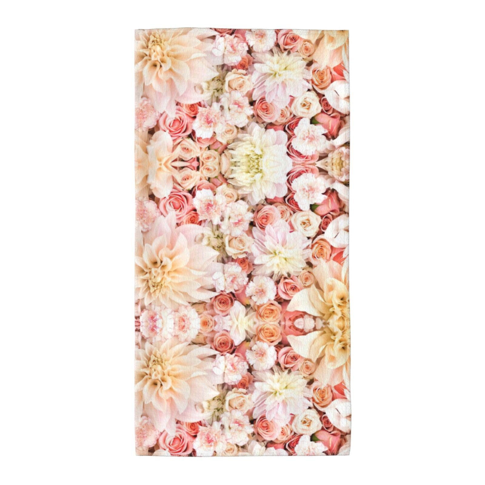 White Flower Soft Absorbent Long Towel For Gym Sports Picnic Leisure Use