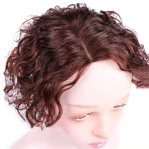 Miniatura 5 de LesafeV 100 % cabello humano sin pegamento, extensiones de frente rizadas, 5.1 x 5.1in, repuesto de peluca para mujeres con cabello fino (7.9inparte