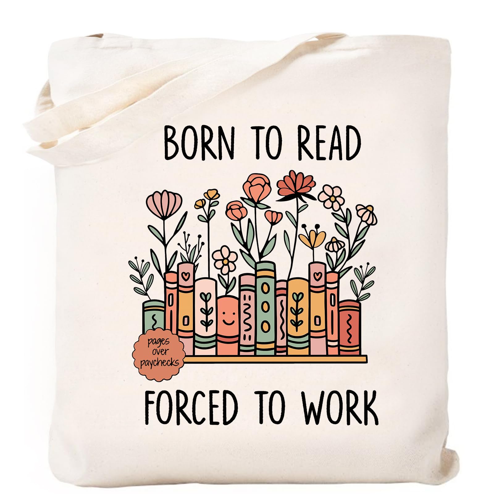 Teeglow Book Canvas Tote Bag for Women, Aesthetic Tote Bag Shoulder Reusable Grocery Bags Book Lovers Gifts for Readers