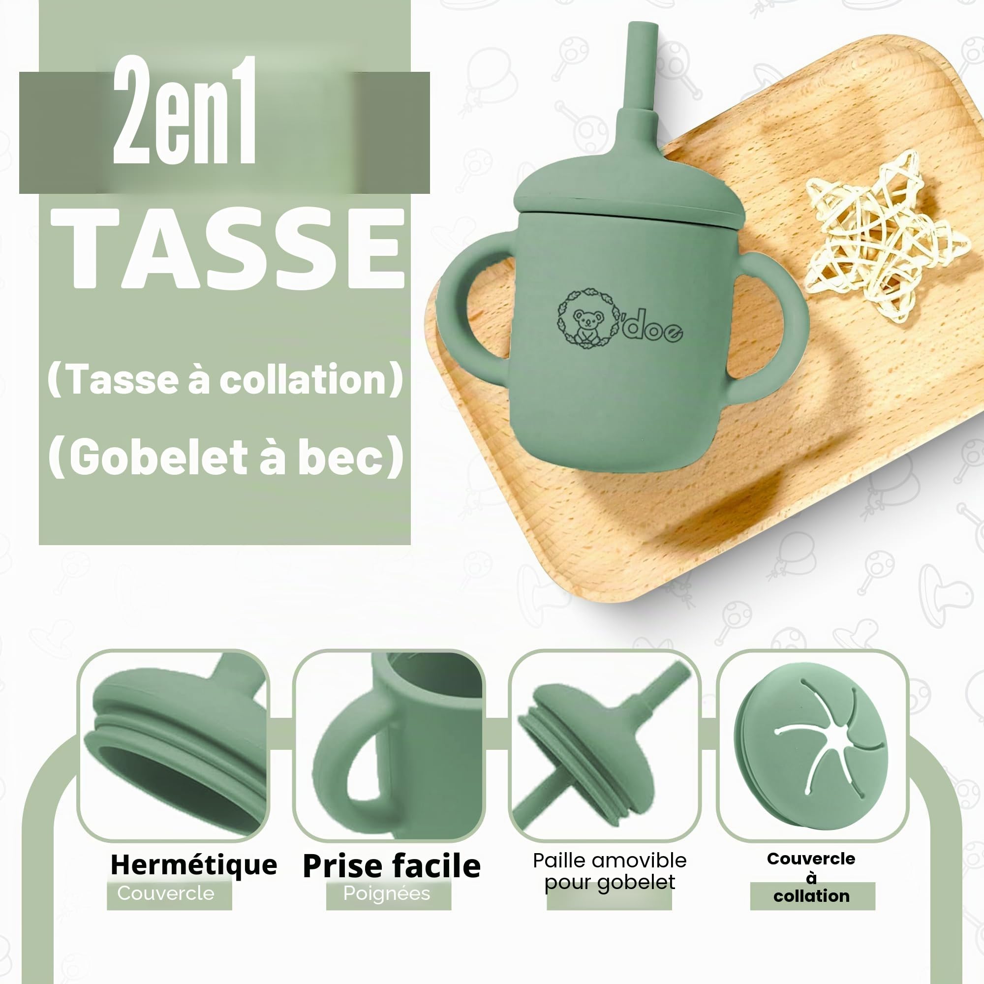 Set Repas Bébé 15 Pièces avec Bol Silicone à Ventouse, Cuillères, Tasses, Bavoirs, Assiettes