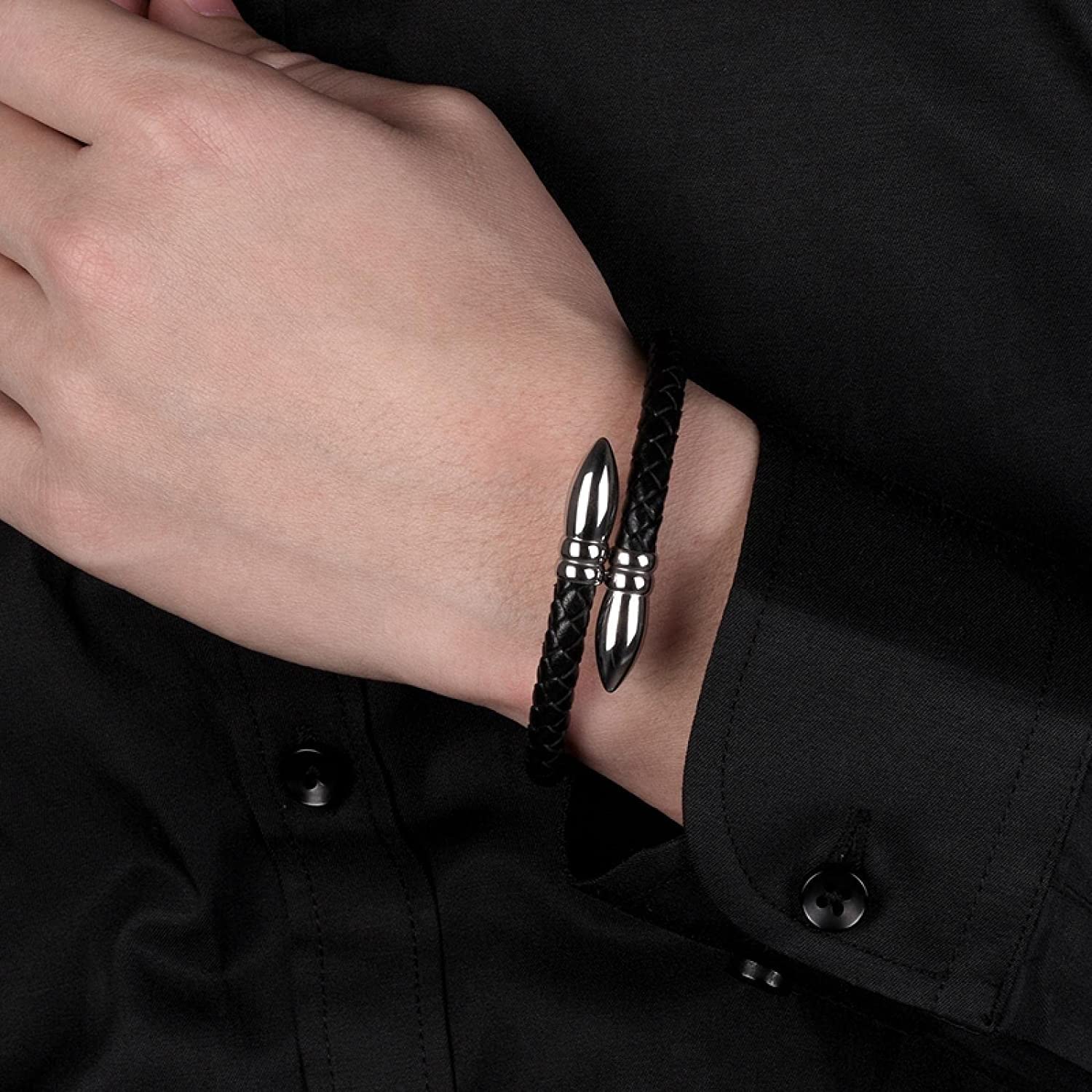Pulsera Charm Pulsera de cordón de cuero for hombre, pulsera trenzada de temperamento estilo punk