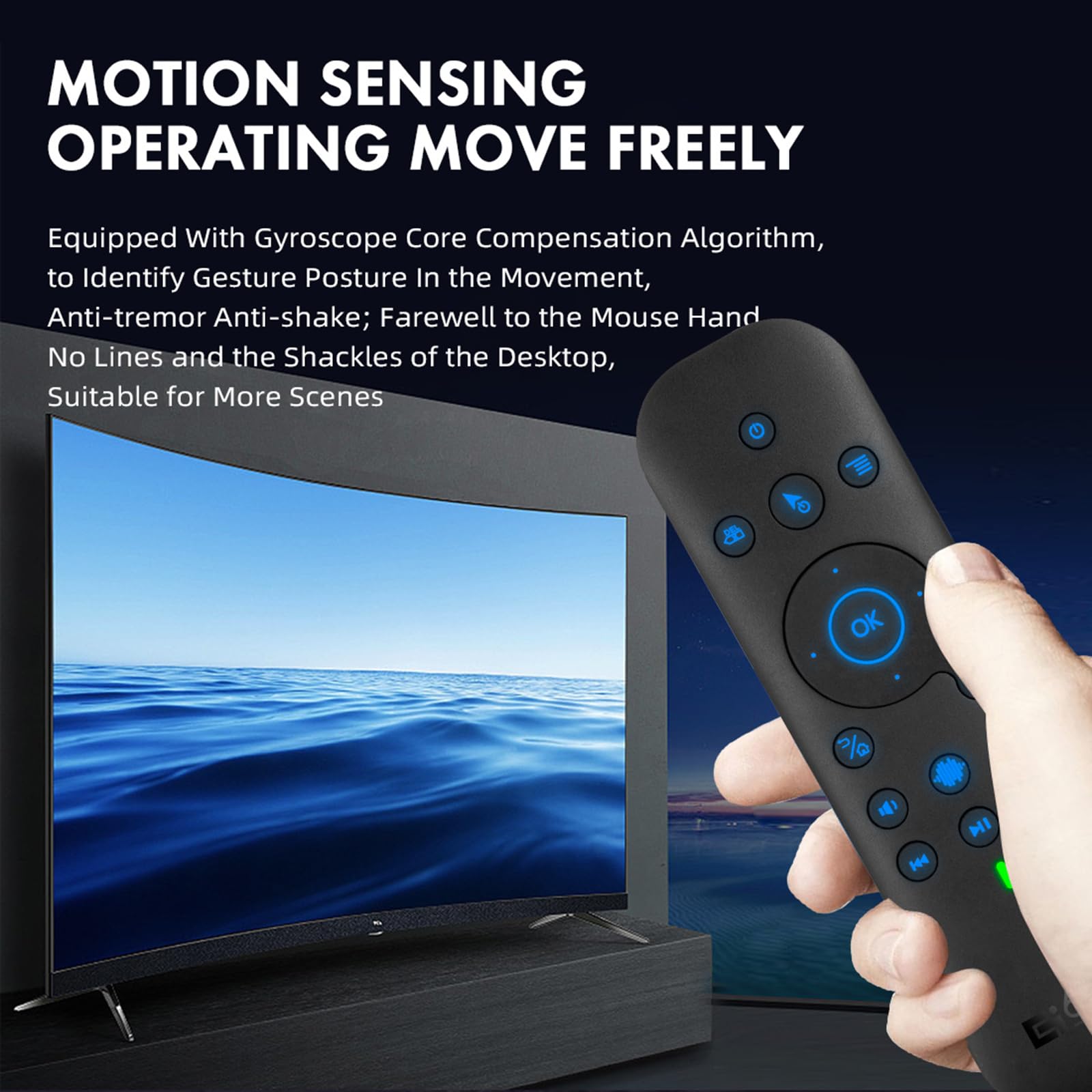 Jemora G60SPRO BT 2.4G Telecomando vocale Dual Mode con giroscopio a 6 Assi con Tastiera per Smart TV Android TV Box PC