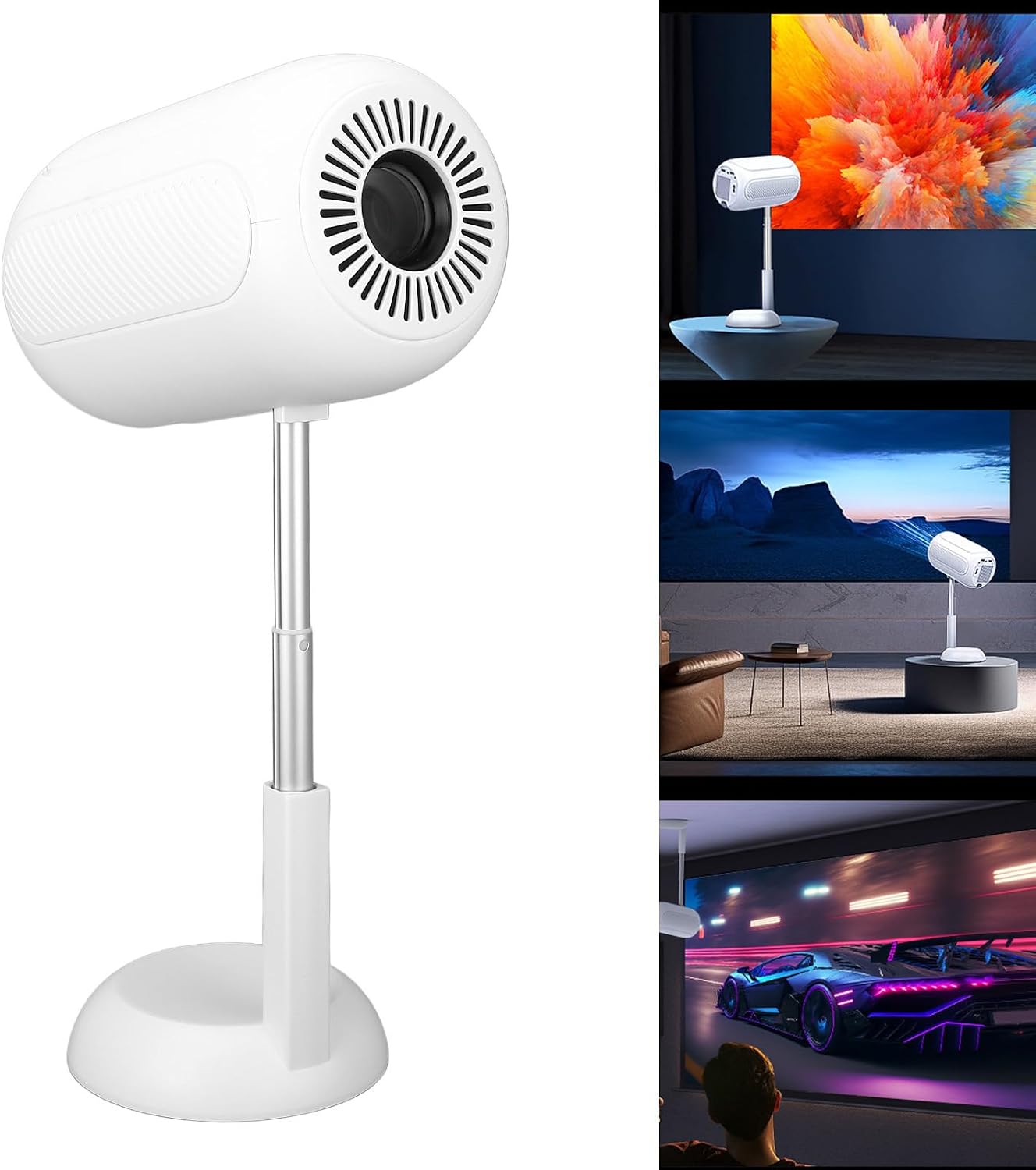4K Mini Projector with AI Voice Control, Electronic Trapezoidal Correction, Fidelity Connectivity, HD Multimedia Interface, for Vivid Colors (US Plug)