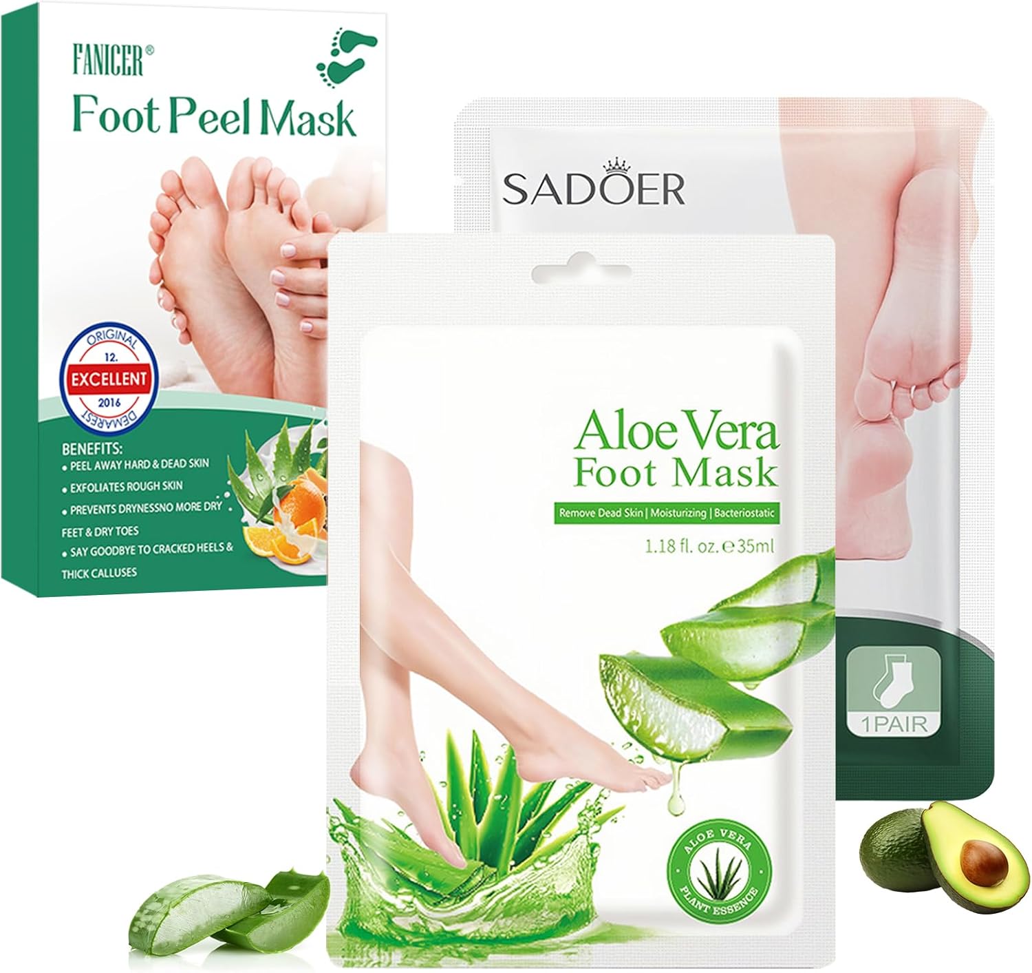 Voetmasker, eeltverwijdering, peeling, voetmasker, eelt verwijderen voet, repareert ruwe hiel, aloë + avocado