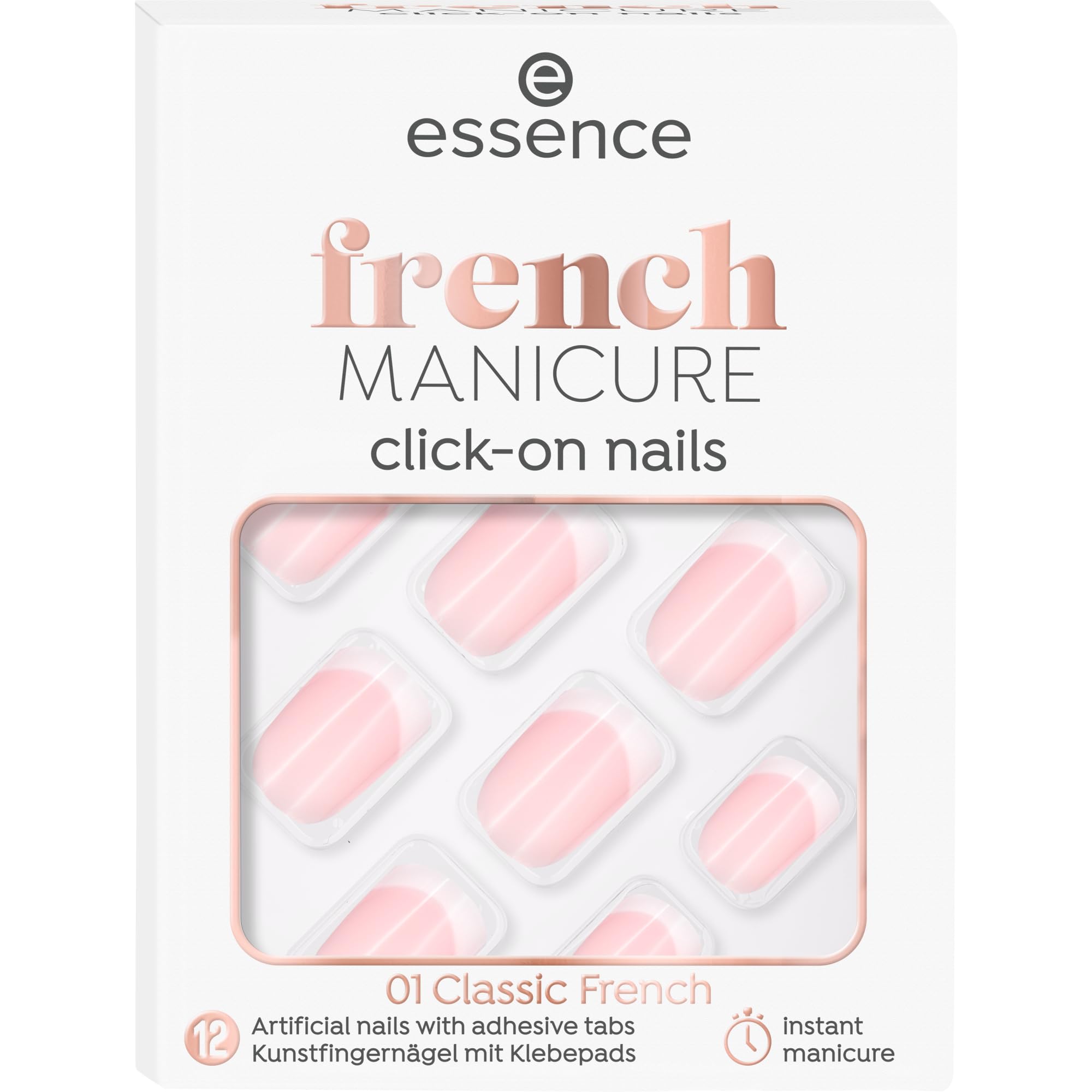 essence french MANICURE click-on nails, Knstliche Fingerngel, Nr. 01,  Nude, Expressergebnis, French Manicure, sofortiges Ergebnis, glnzend,  Nanopartikel frei, 1er Pack: Amazon.de: Kosmetik