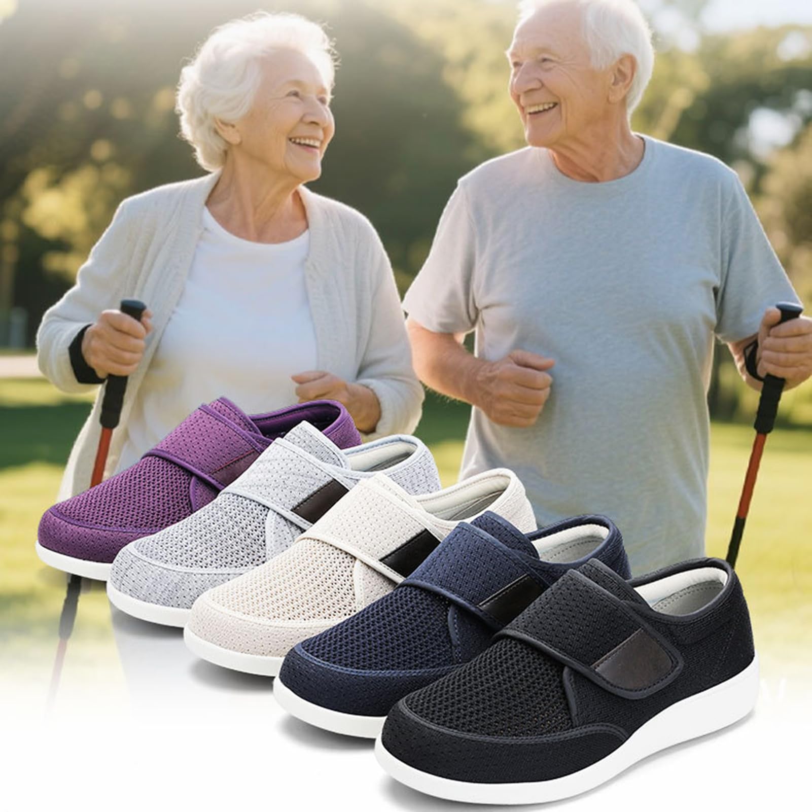 Scarpe Diabetiche Donna, Calzature Alluce Valgo, Scarpe Ortopediche Riabilitative Calzature Medicali Pantofole Antiscivolo Tessuto Rete Traspirante, Scarp Casual Uso Interno Esterno