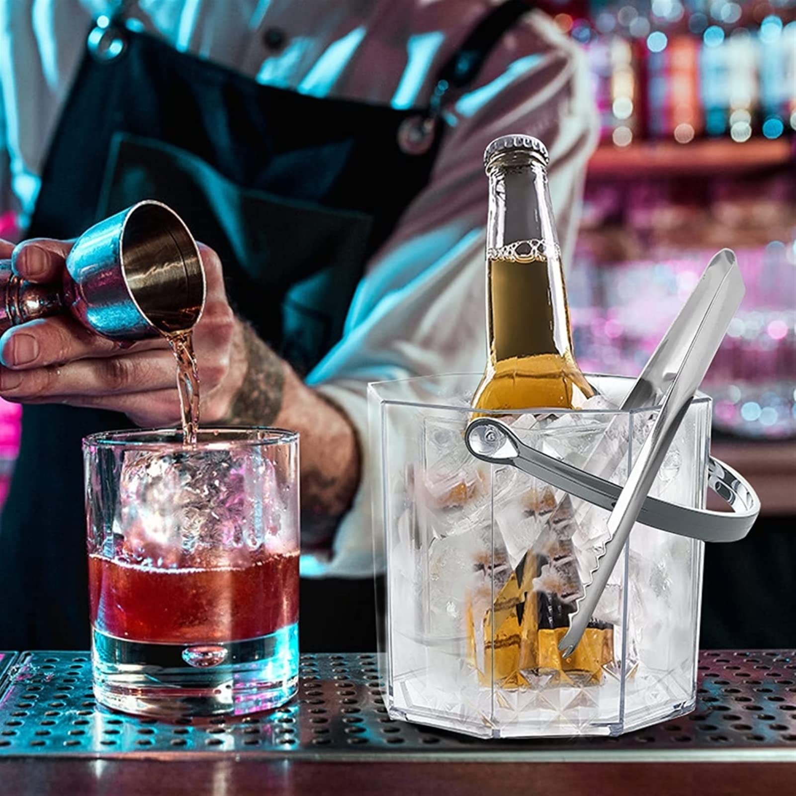 Cubitera/Enfriador Cubo de Hielo con Clip de Hielo y Pala cubeta de Vino Botella de Hielo for Fiestas Barras de enfriamiento Champagne Beer Cubiteras Botellas