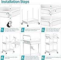 Vista 7 de SPACEKEEPER Carrito de almacenamiento rodante, carrito utilitario de 3 niveles, organización de cuarto de servicio, estantería móvil, organizador