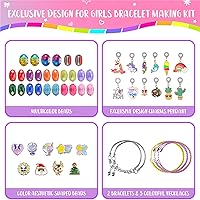 Vista 7 de BDBKYWY Kit de fabricación de pulseras con dijes para niñas, suministros de joyería de unicornio para niños, juego de manualidades de bricolaje