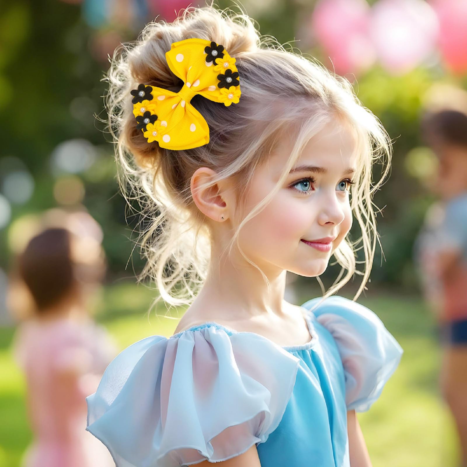 Winmany 2PCS Toddler Girl Hair Clips Baby Cute Flower Bows Hairpins Alligator Clips Hair Accessories for Girls (Yellow) - Image 4