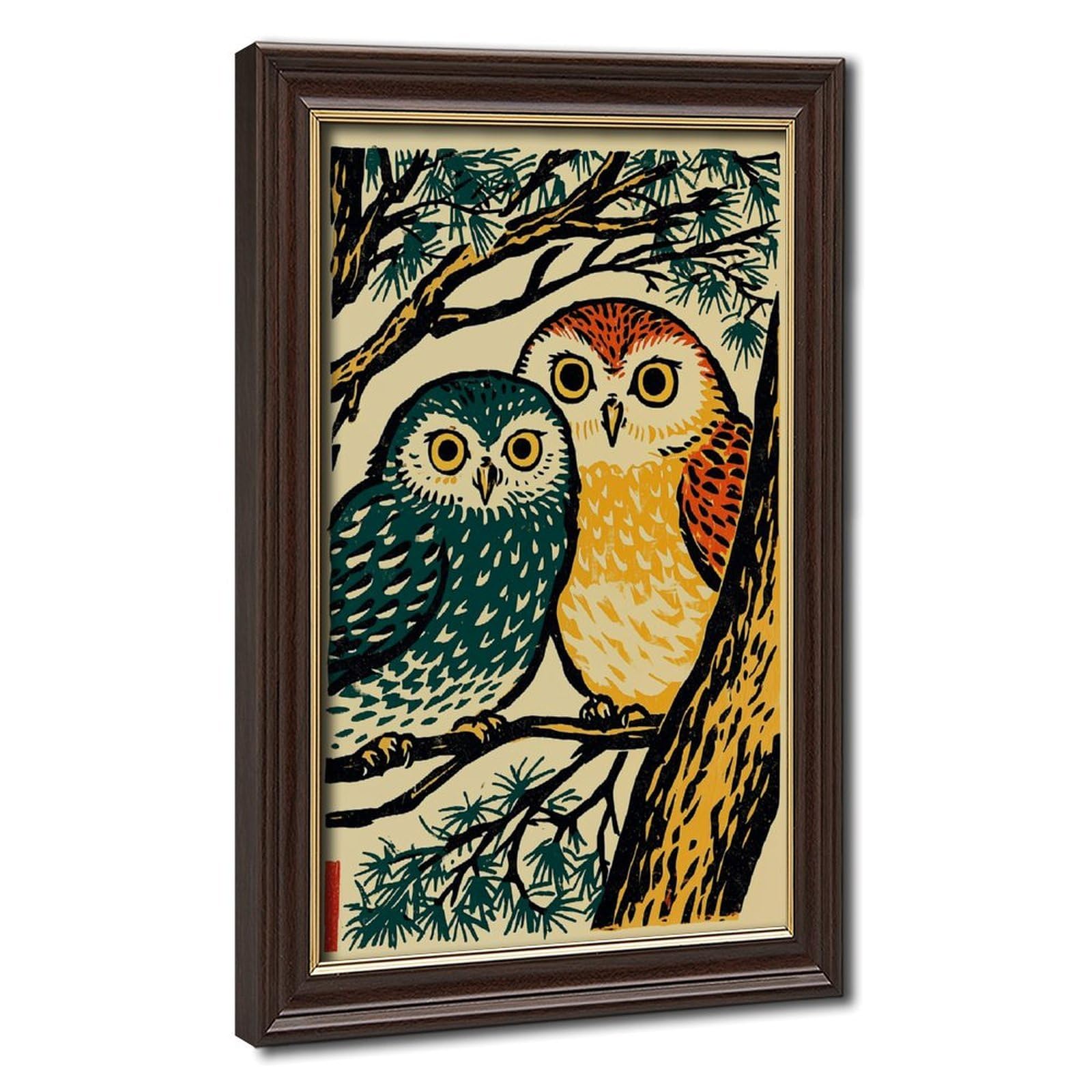 AYINUER Two Owls On Tree Branch Poster Canvas Poster