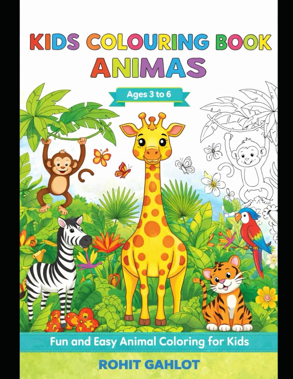 Cute Animals Coloring Book for Kids Ages 3–6: Fun & Easy Animal Illustrations to Color | Big, Simple Designs for Preschool and Kindergarten Kids