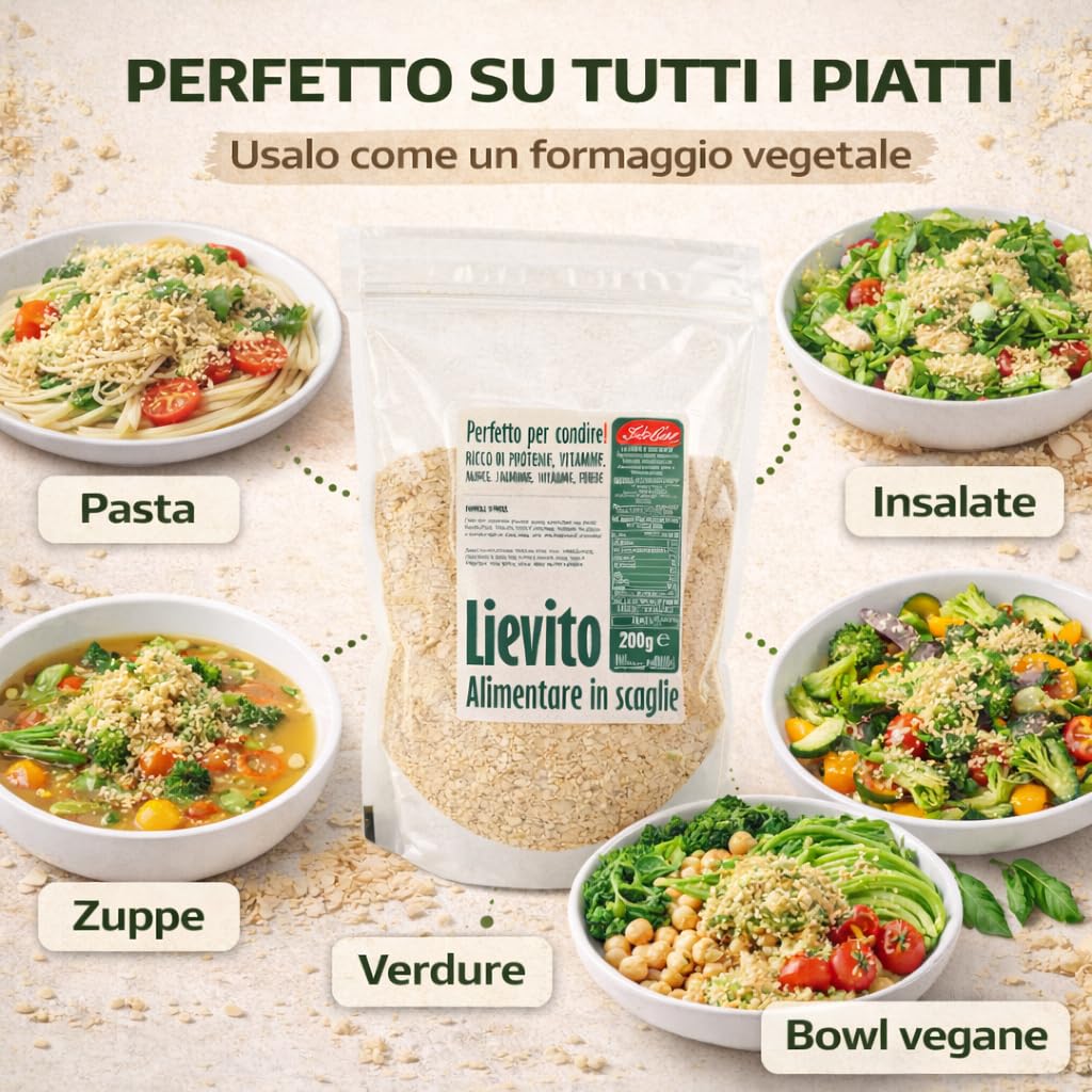 Stella | Lievito Alimentare Nutrizionale in Scaglie | Lievito in Fiocchi Proteico | Condimento per Zuppe e Piatti Vegan 6 x 200g