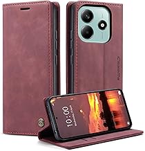 KZB Case for Xiaomi Redmi Note 14 5G Book [NOT for 4G] Cases with Mobile Flip Leather Magnetic Card Holder Stand Protective Flip Wallet Anti-Shock Case for Redmi Note 14 5G - Wine Red