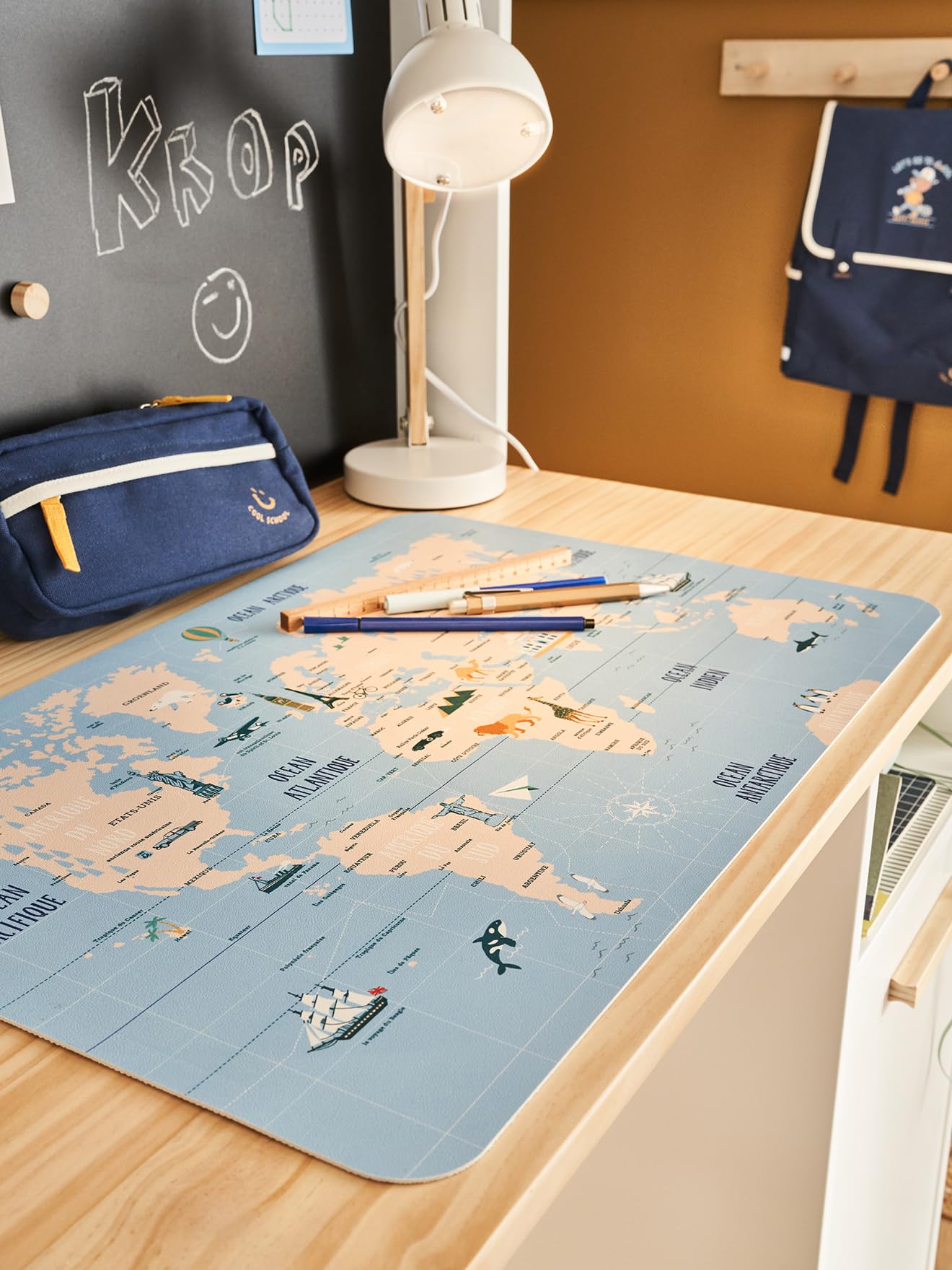 VERTBAUDET Sous Main Mappemonde bleu imprimé