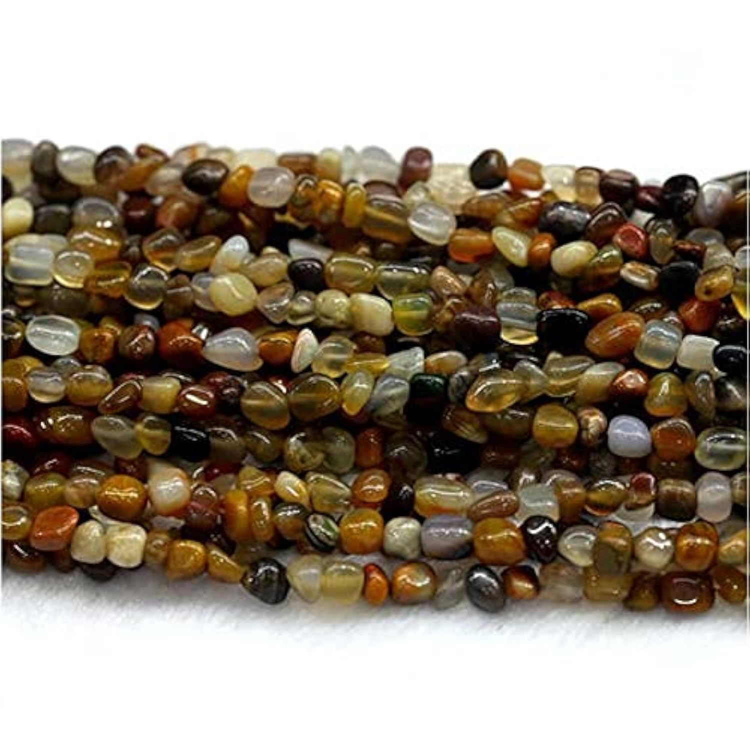 Perles jaspe bois de silicium 3x5mm pépites marron en fil de 15 pouces LKBEADS 03910