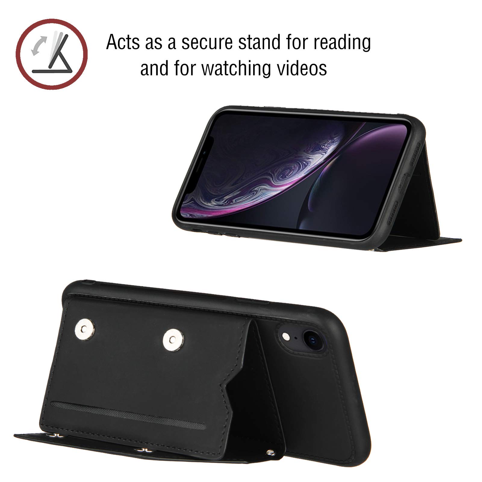 Custodia Portafoglio Per IPhone XR In Pelle - Con Slot Per Carte, Funzione Stand E Protezione 360° - Foto 11