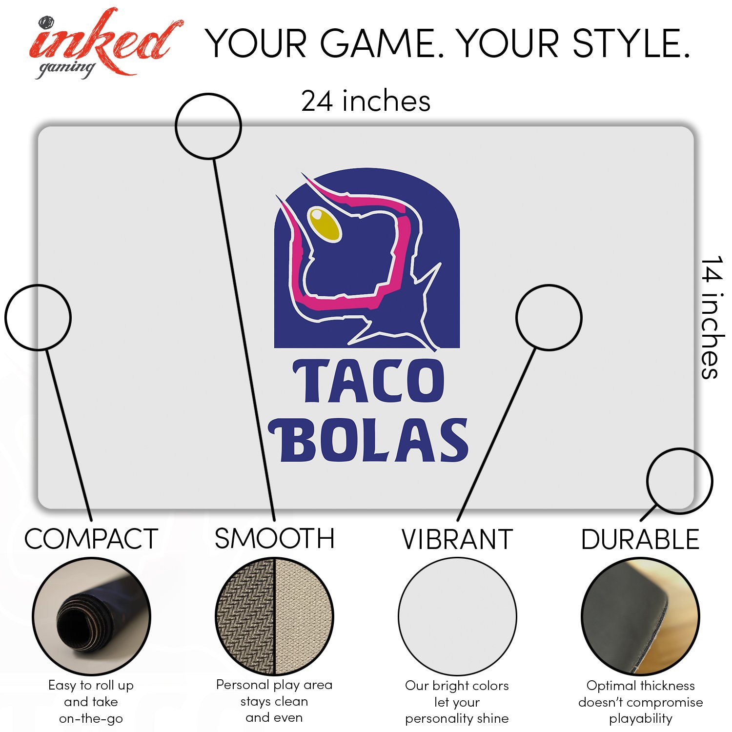 Inked Playmats Taco Bolas Playmat Inked Gaming TCG Game Mat for Cards Toys