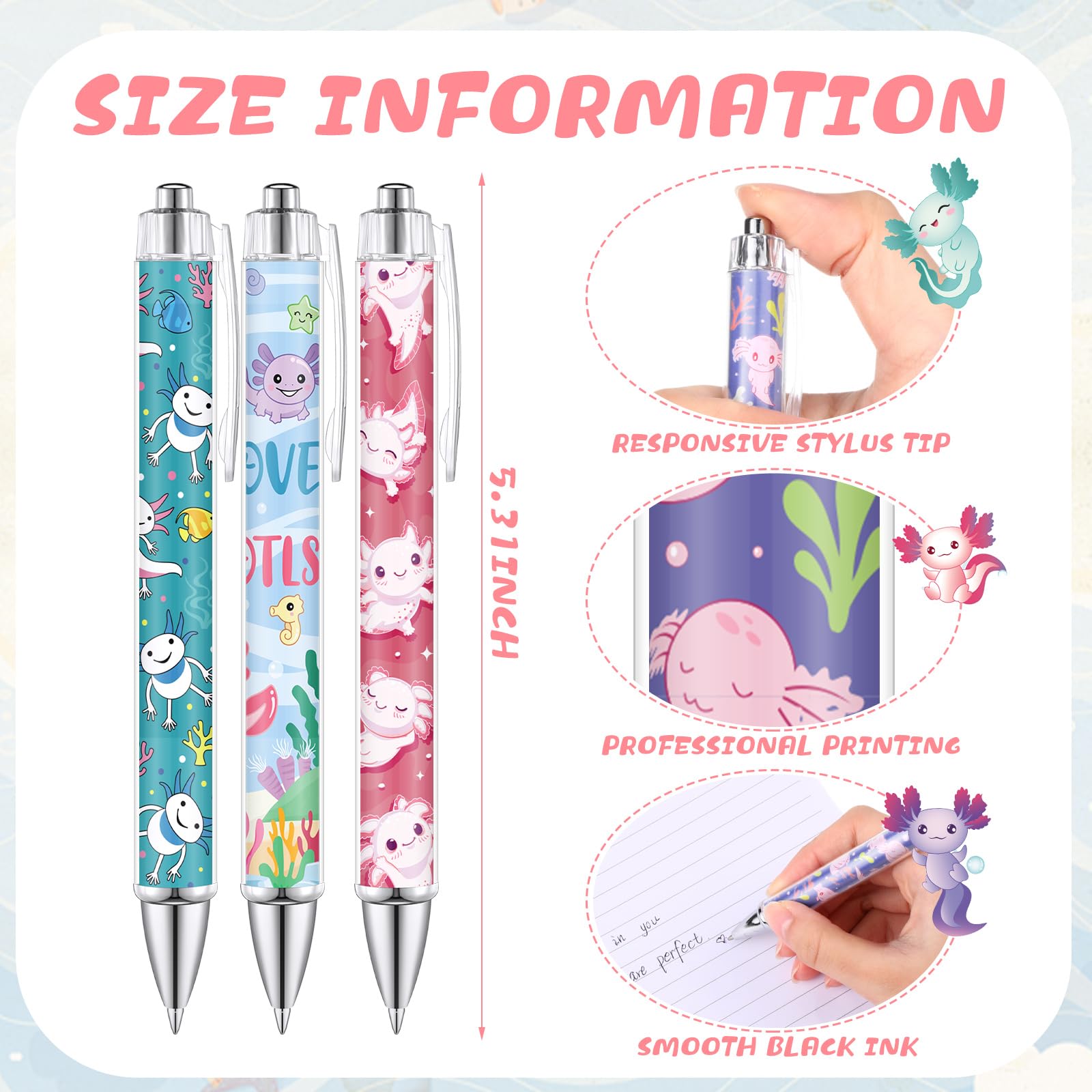 Amazon.com: Dispowreath 12 Pcs Christmas Axolotl Ballpoint Pens