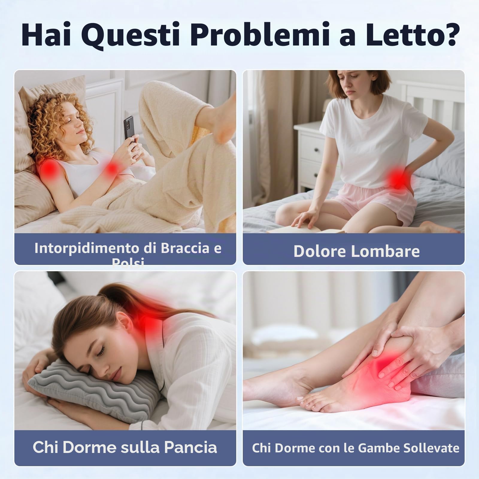 Cuscino ergonomico in memory foam per letto e divano, con rivestimento lavabile, cuscino da lettura per schiena, collo, gambe, cuscino da reflusso per sedersi, dormire, leggere