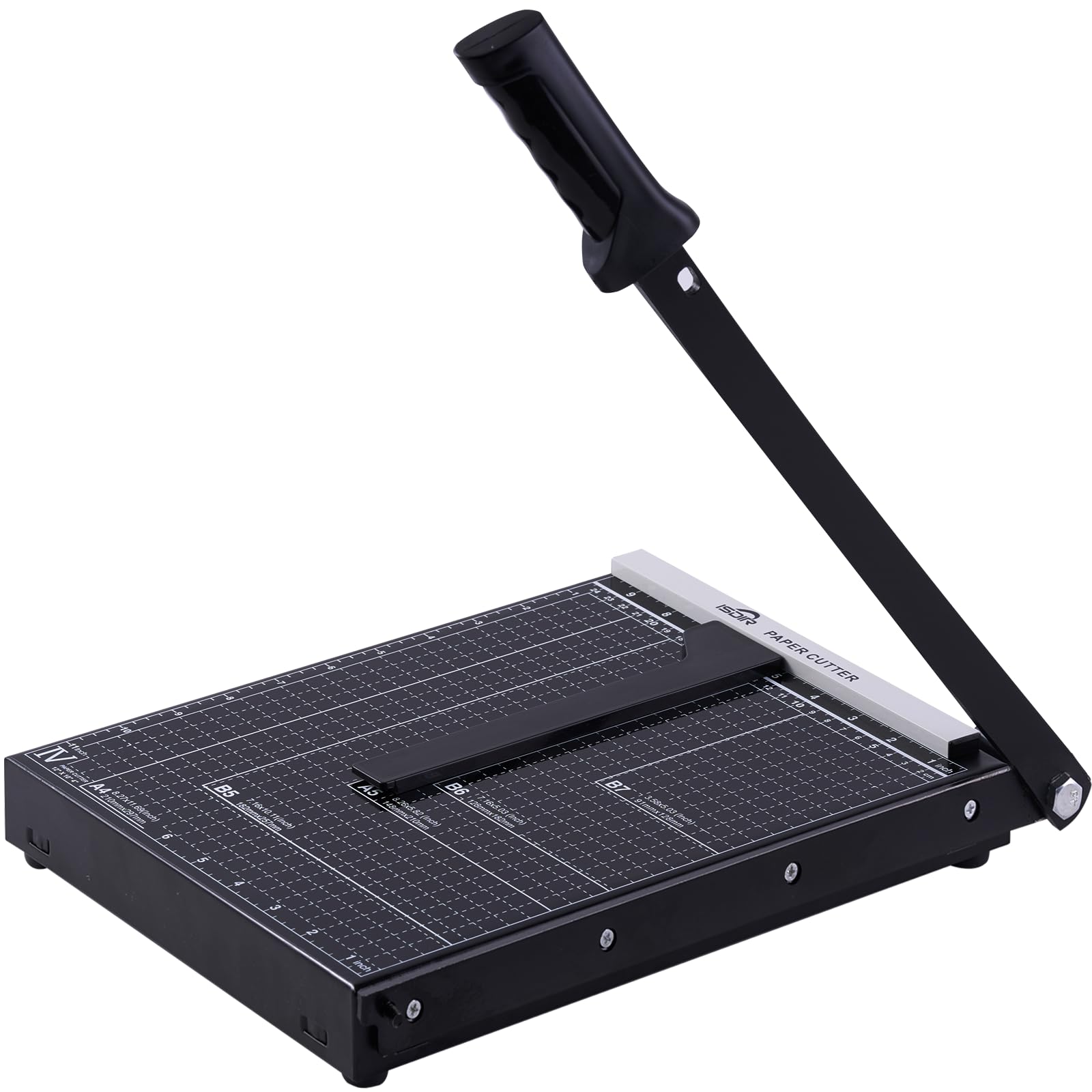 ISDIR 12 Inch Guillotine Paper Cutter, 15 Sheet Capacity, Blade Lock & Magnetic Guide, Heavy-Duty Metal Base for Precision Cutting of Cardstock, Photos, and Crafts - Ideal for Home & Office