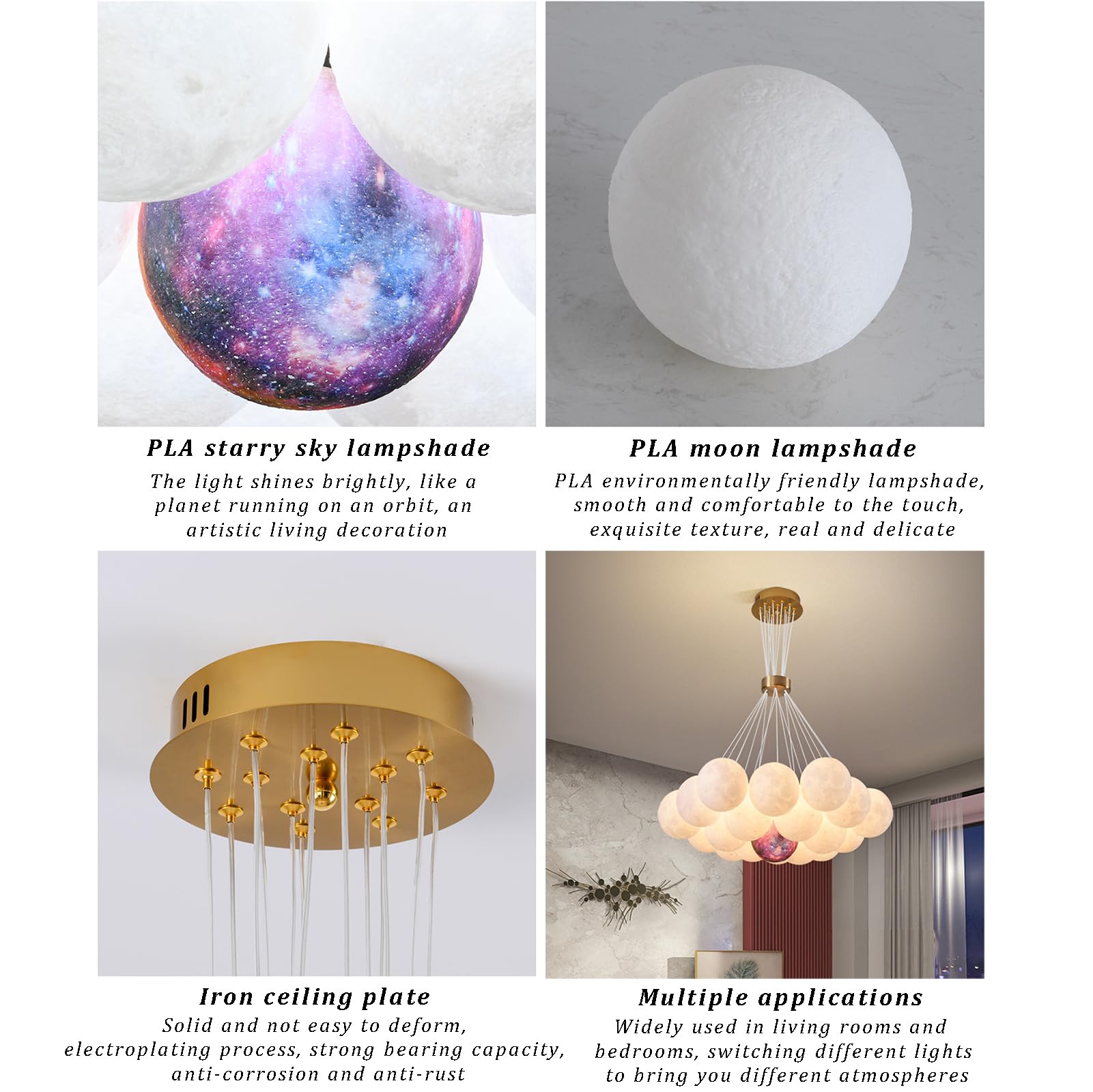 Żyrandole lampa sufitowa, nowoczesny żyrandol globusowy, okrągła dekoracja bąbelkowa lampa wisząca 3D nadruk księżycowa planeta, kreatywna lampa wisząca do sypialni salonu, regulowana