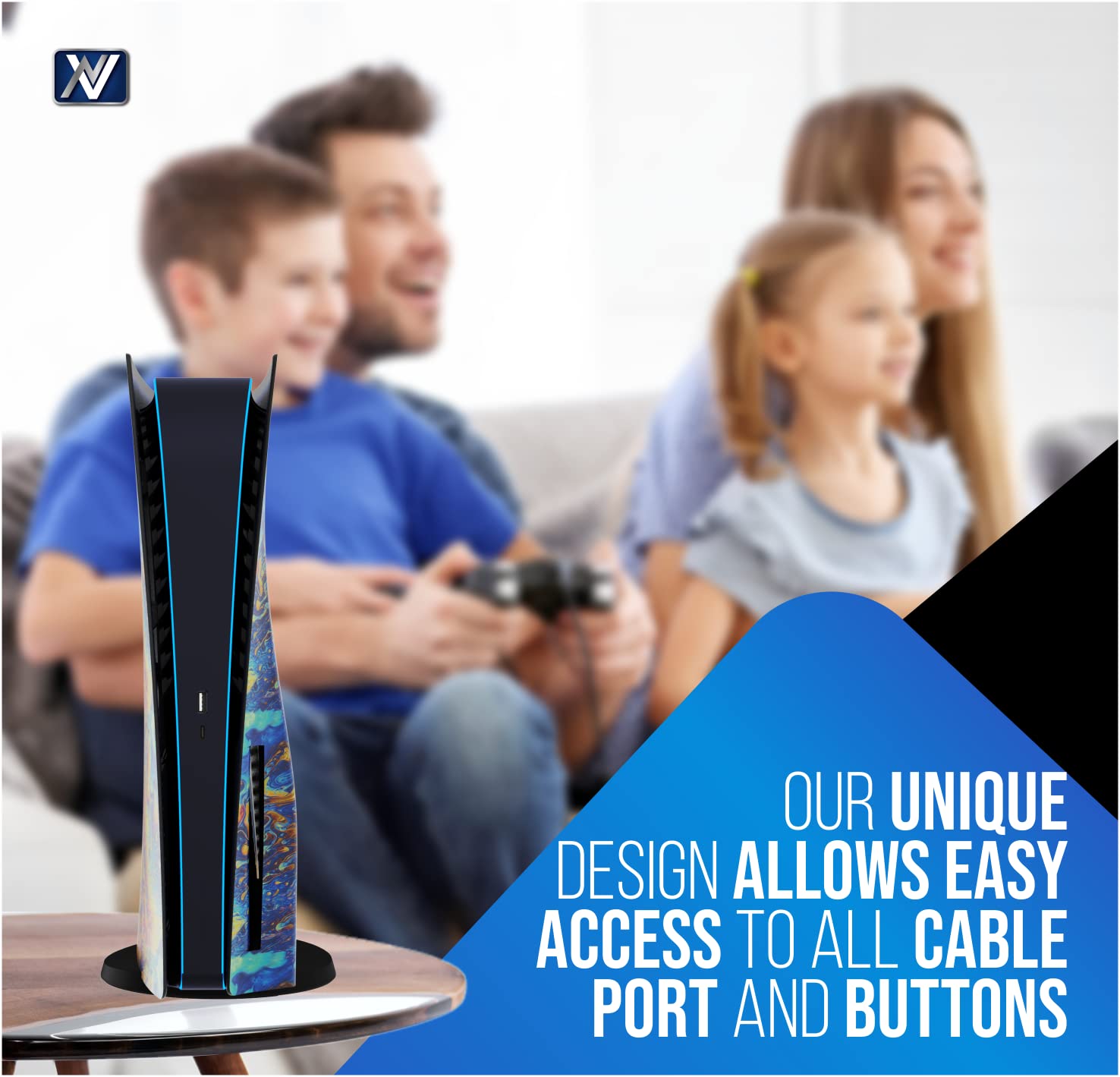 Q-View Façade pour PS5 Hydro avec Design Personnalisé - Plaques de Protection et Accessoires de Qualité Supérieure (Lava)