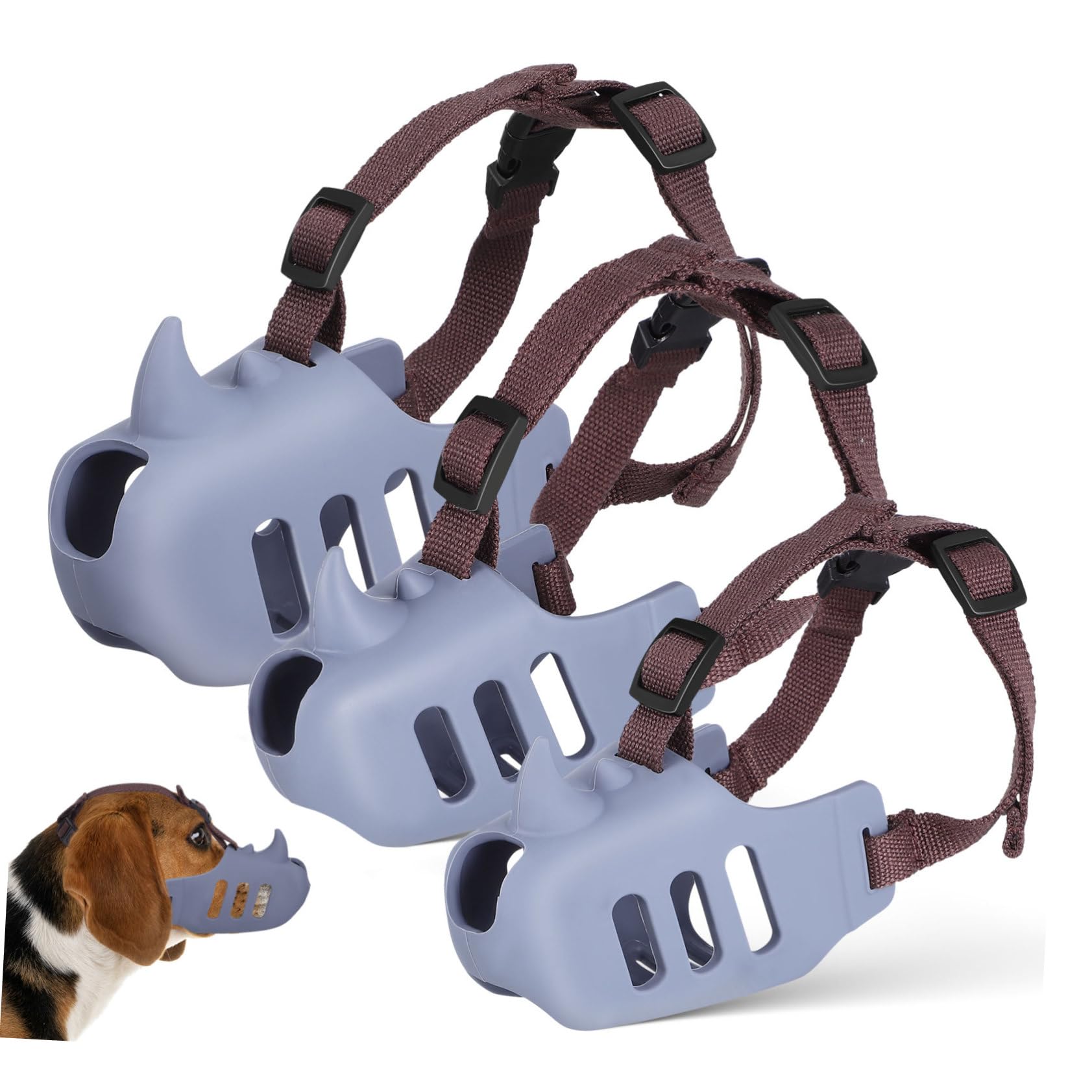 Muselière pour chien souple et réglable en lot de 3 pièces pour petit et moyen animal
