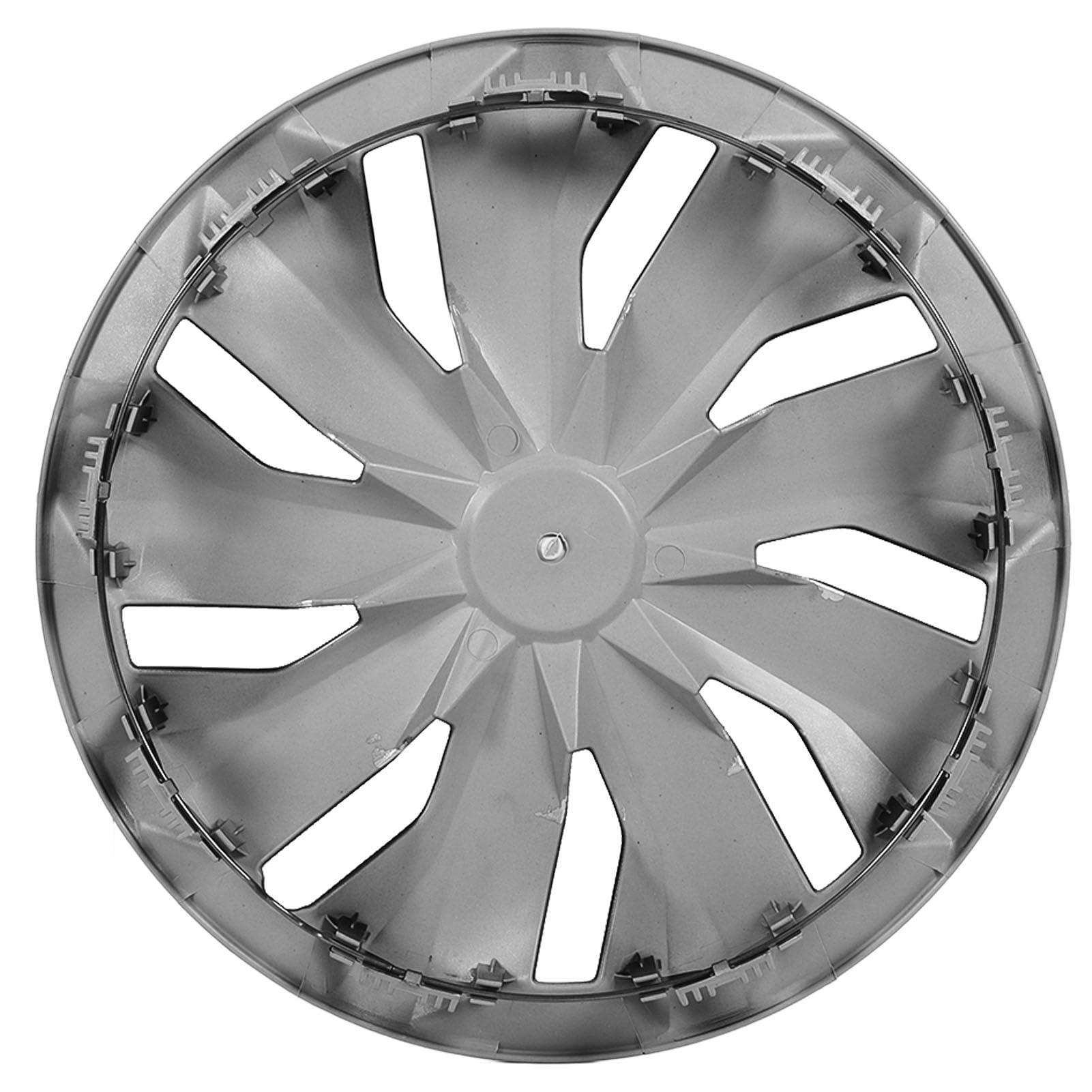 Couvercle de Jante Complet du Moyeu de Roue, Cobordes de Roue Hubcap Universal 14 Pouces Ensemble de 4 Ajustements pour la Plupart des Voitures en Noir et Argent