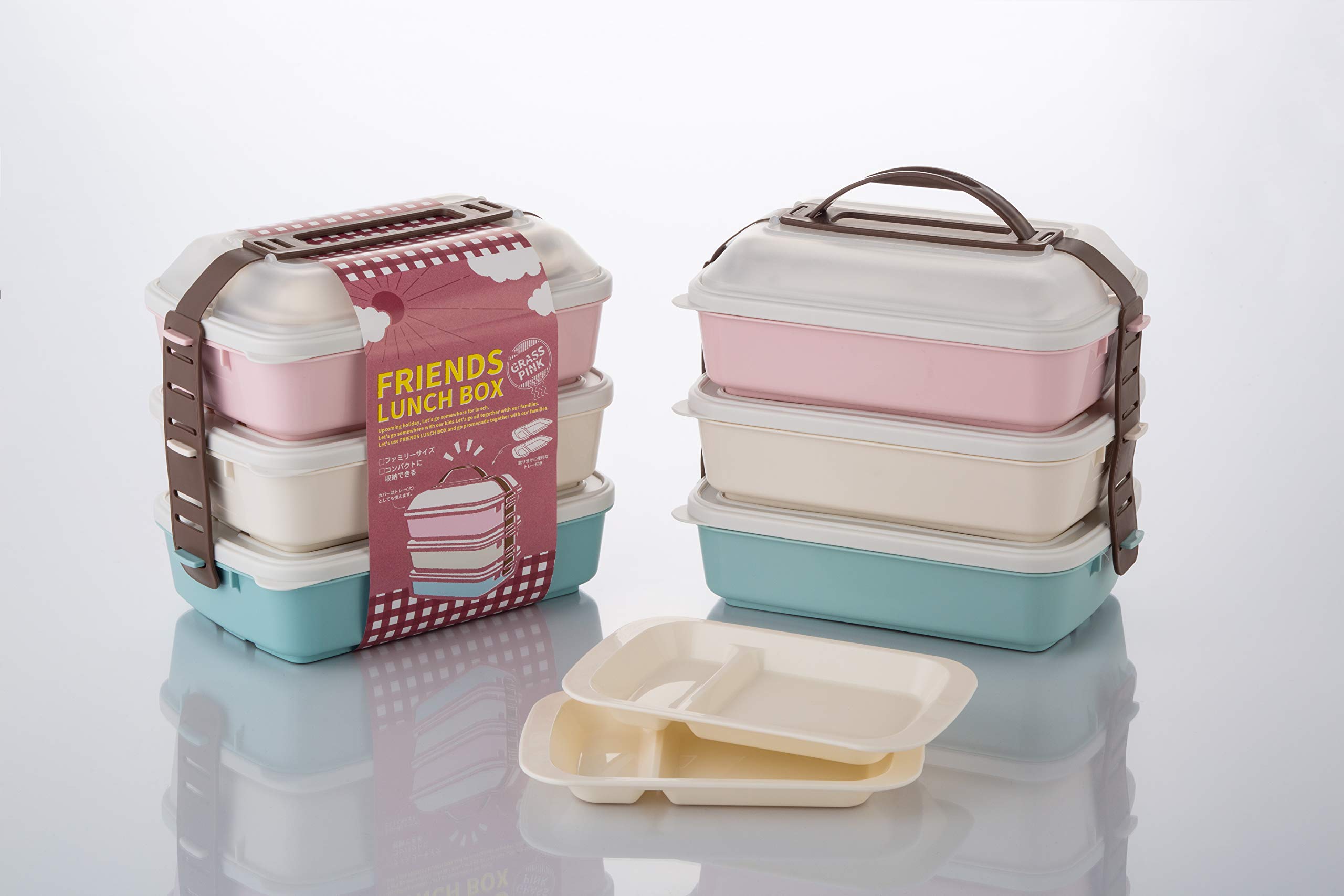 Amazon.co.jp: タケヤ化学工業 フレンズランチ 3段セット グラスピンク