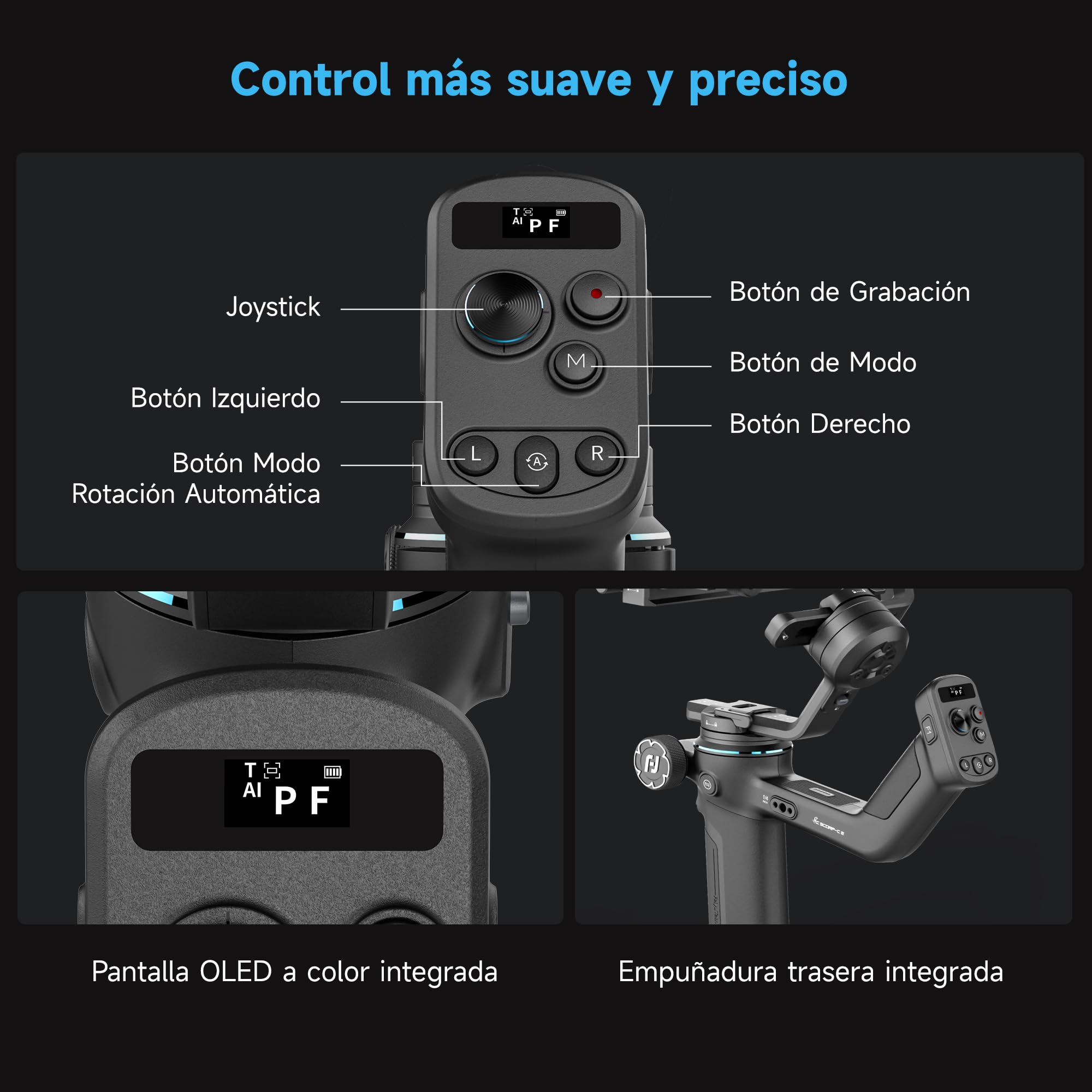 FeiyuTech SCORP-C2 Estabilizador de Cámara 3 Ejes con AI Tracking 4.0, Carga 3,5 kg, Grabación Vertical, Rotación Automática 360° y Control Bluetooth, Gimbal para Sony/Canon/Nikon, Vlogging y Cine